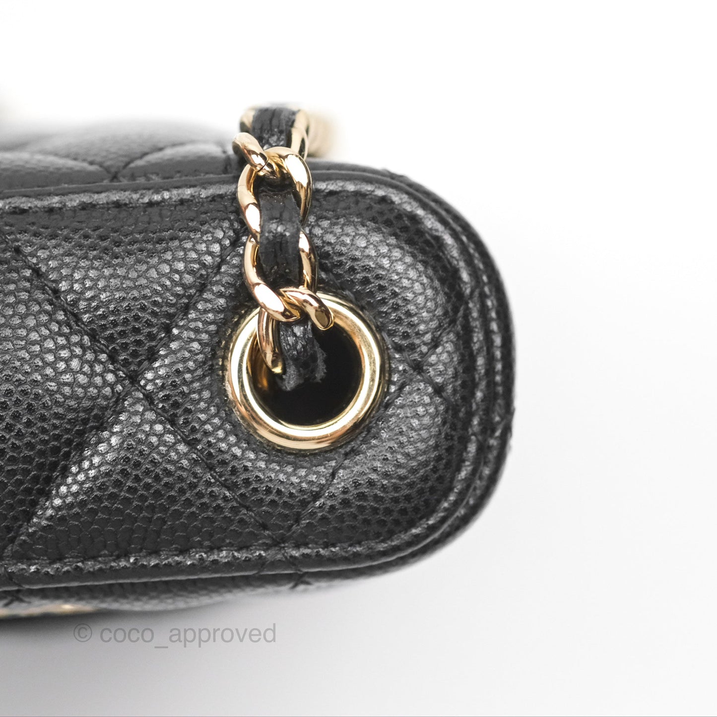 Chanel Vanity Phone Holder With Chain Black Caviar Gold Hardware
