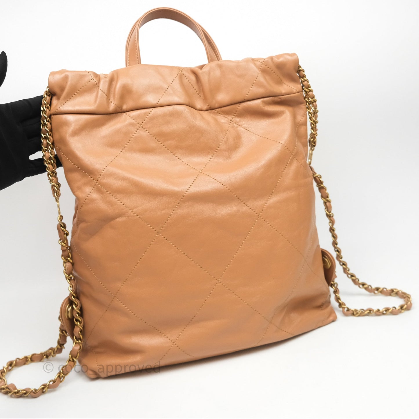 Chanel 22 Small Backpack Camel Shiny Calfskin Gold Hardware