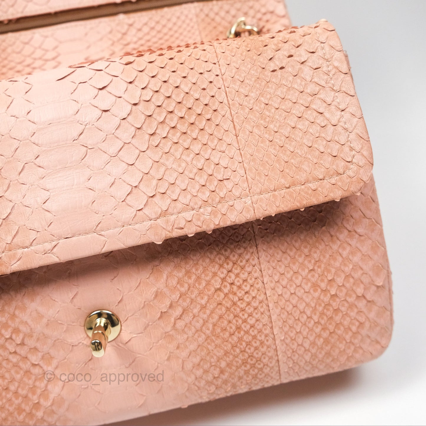 Chanel Jumbo Double Flap Python Pink Gold Hardware