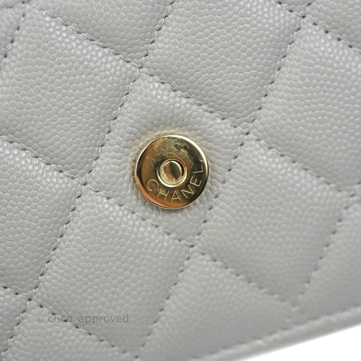 Chanel Classic Quilted Wallet on Chain WOC Grey Caviar Gold Hardware 21A