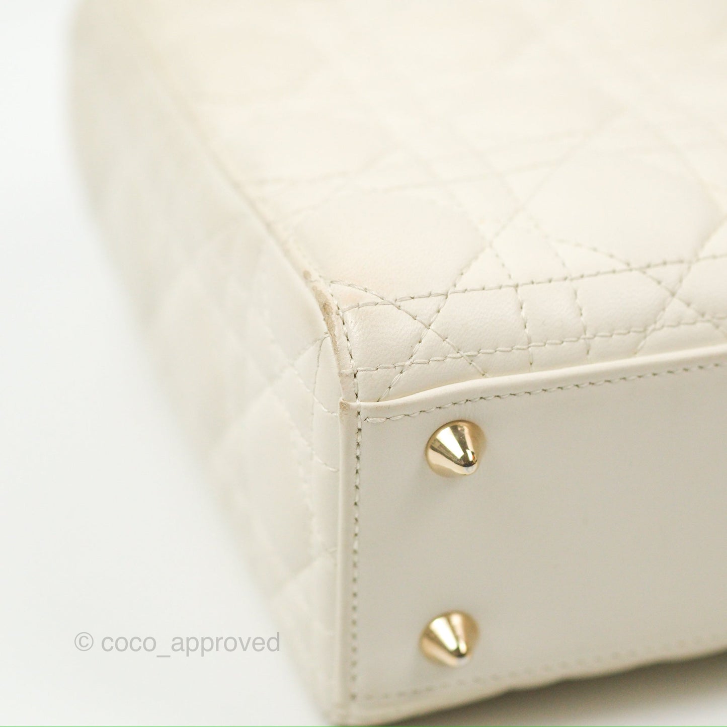 Christian Dior My ABCDior Lady Dior White Cannage Lambskin Gold Hardware