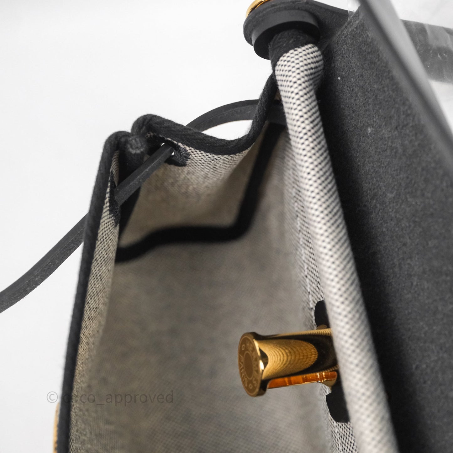 Hermès Herbag Zip 20 Mini Ecru-Noir Canvas Gold Hardware