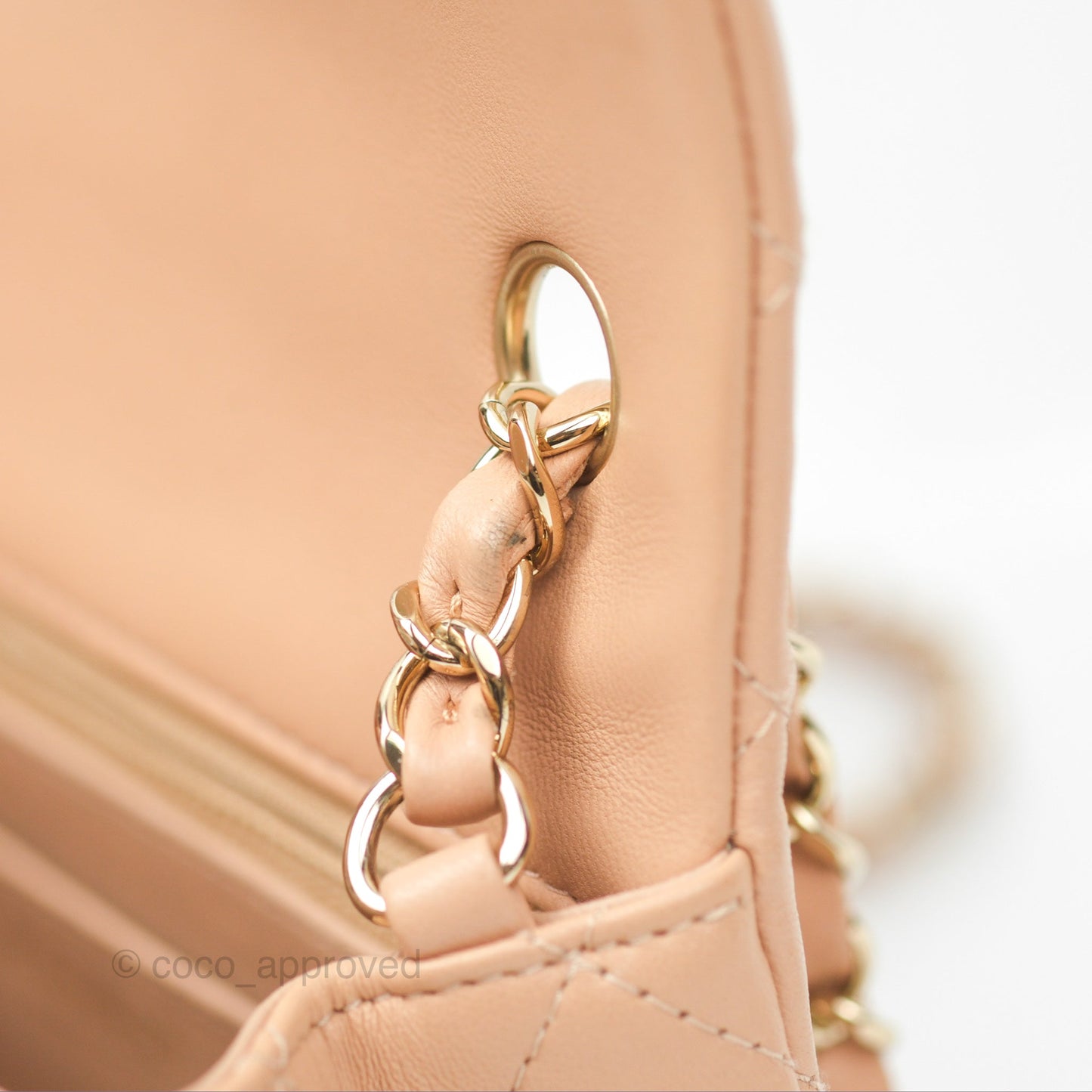 Chanel Quilted Mini Rectangular Beige Lambskin Gold Hardware