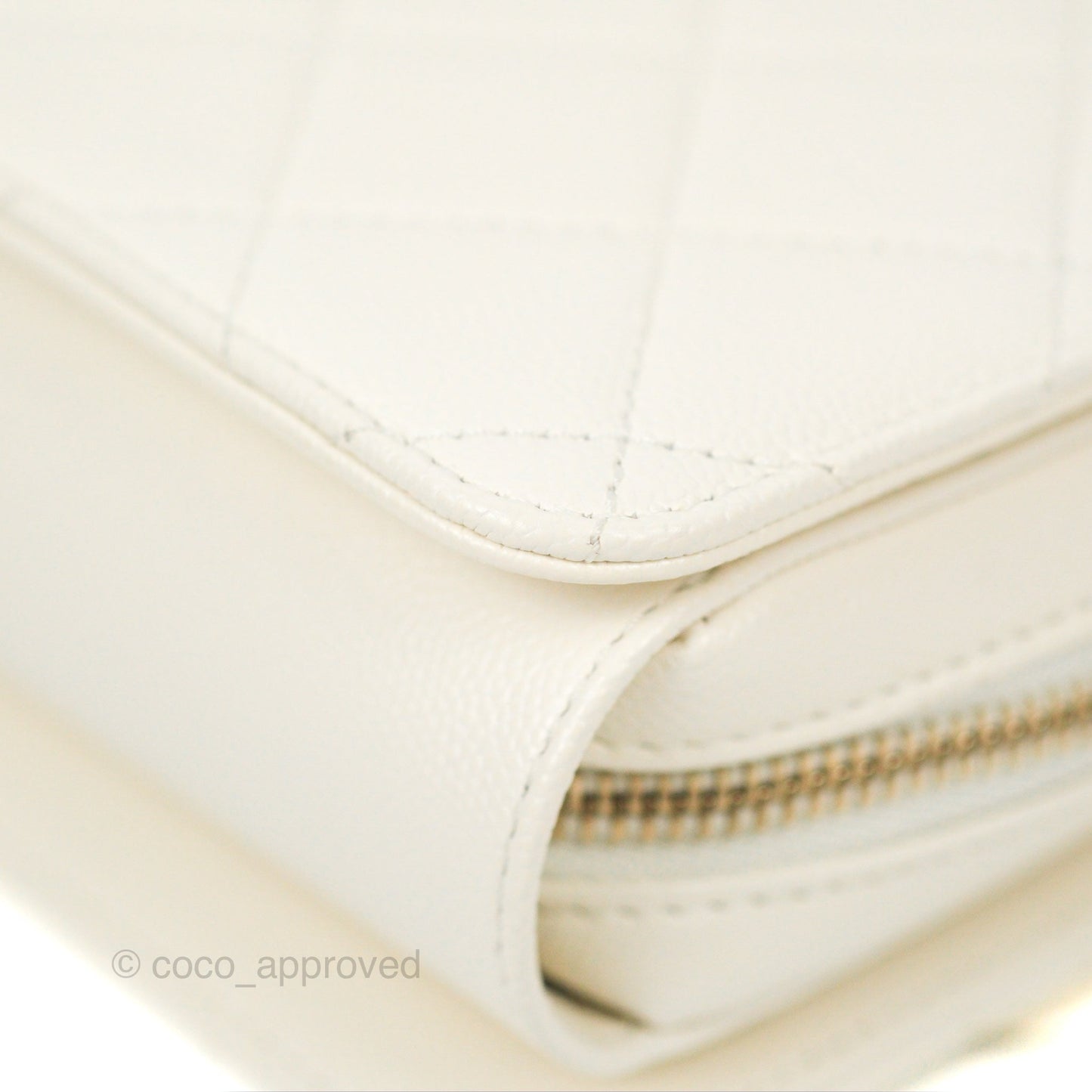 Chanel Quilted Small Like The Wallet Flap Ivory White Caviar Light Gold Hardware 22C