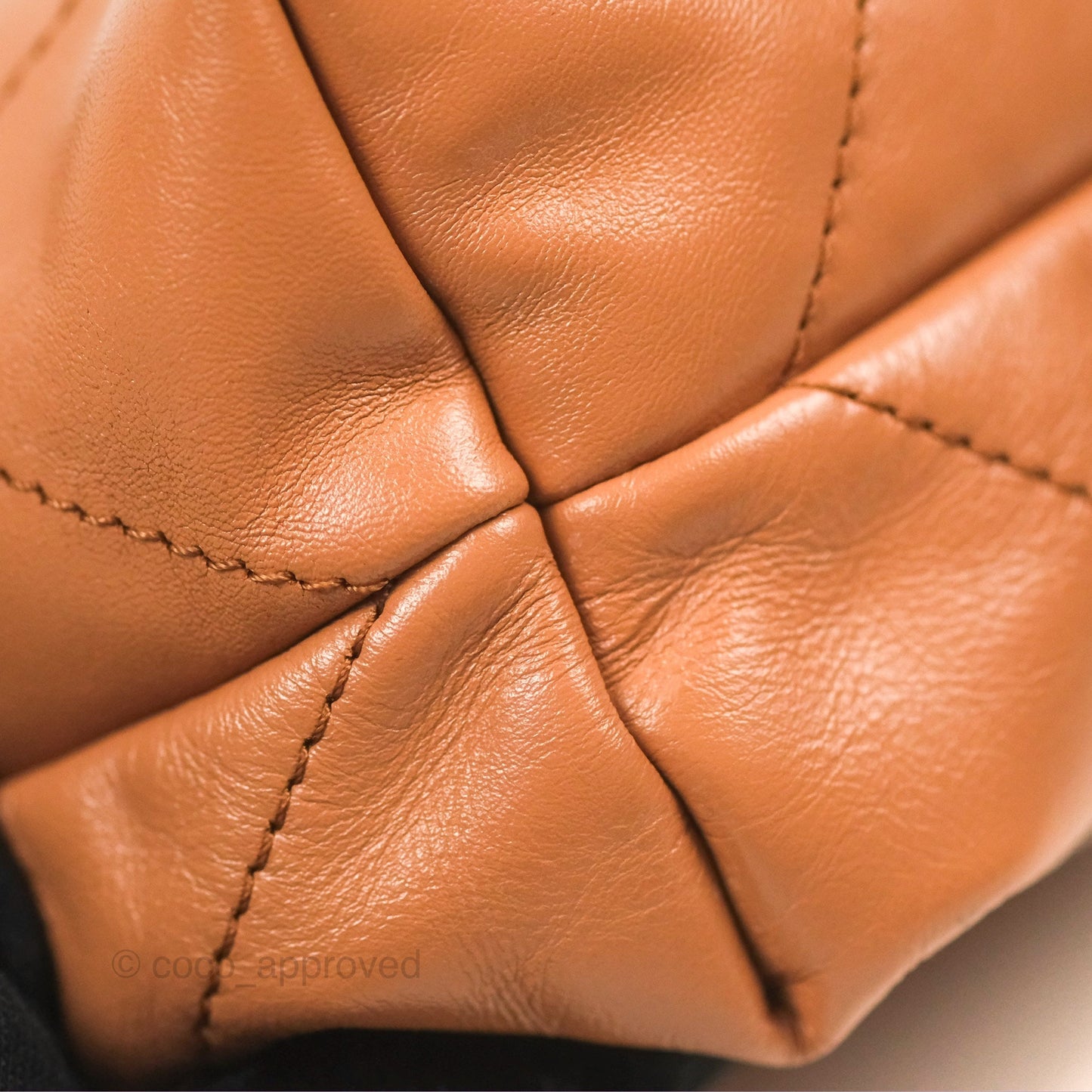 Chanel 22 Small Caramel Beige Shiny Calfskin Aged Gold Hardware