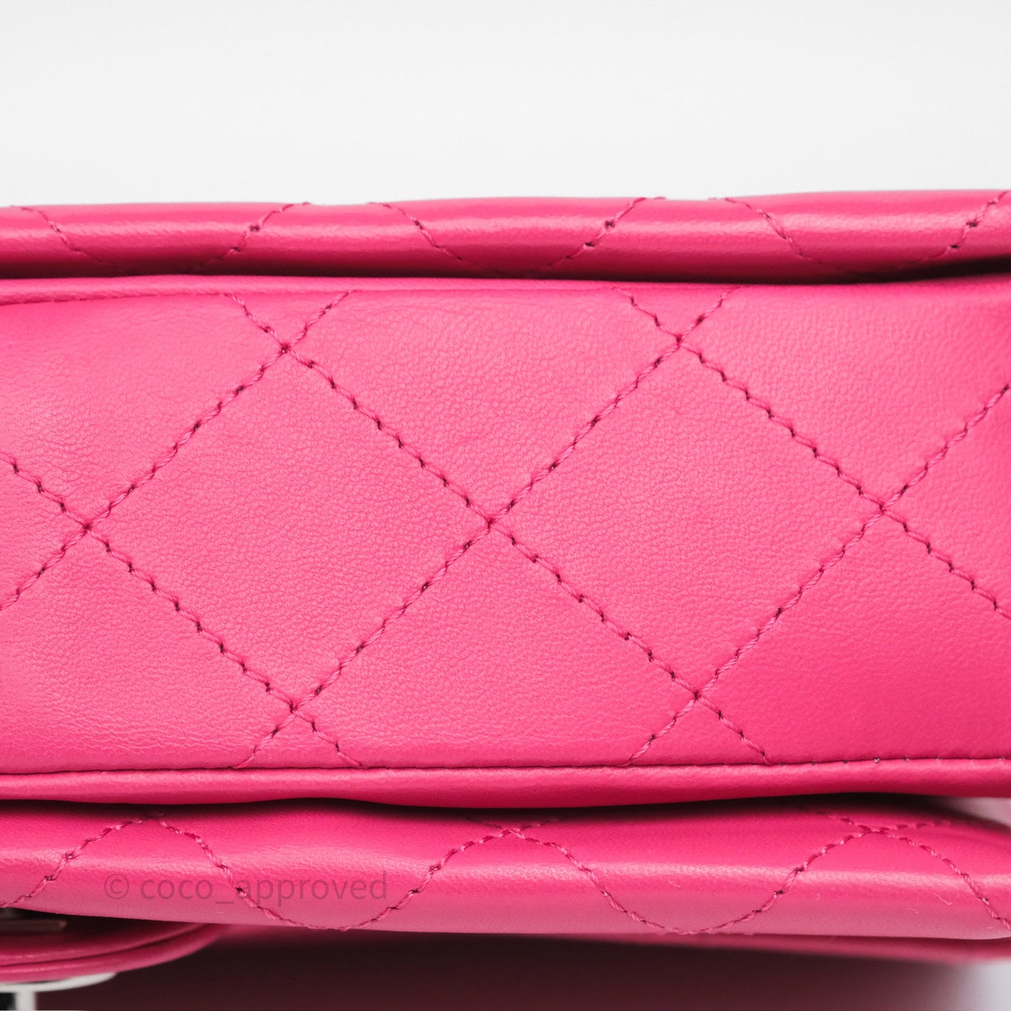 Chanel Stitched Double Flap Bag Pink Calfskin Silver Hardware