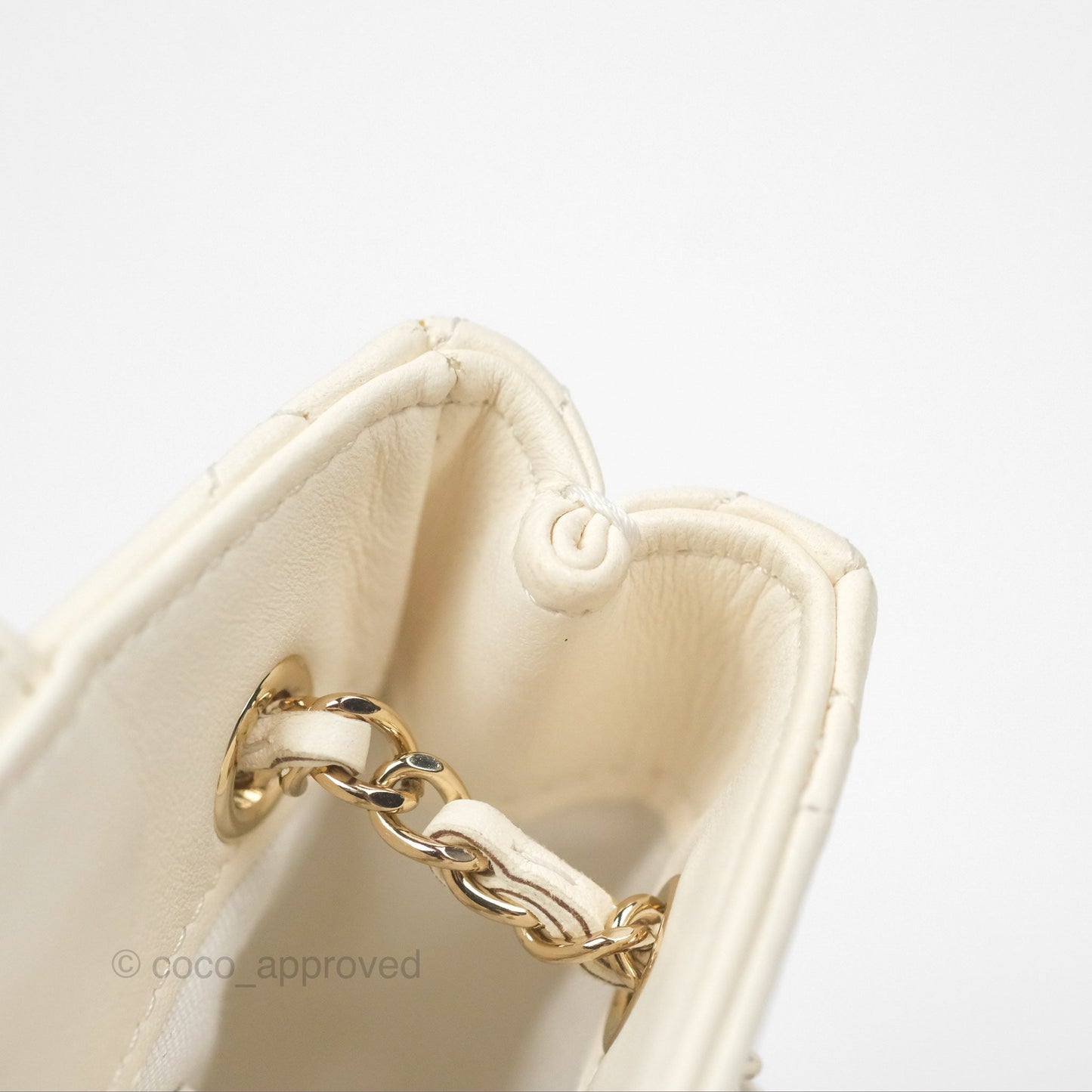 Chanel Mini Square Clutch with Chain Ivory Lambskin Gold Hardware 22C