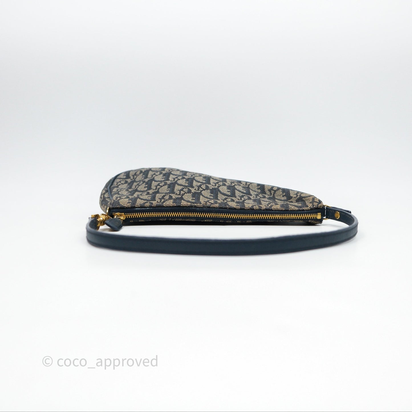 Christian Dior Vintage Mini Saddle Bag Blue Oblique Jacquard