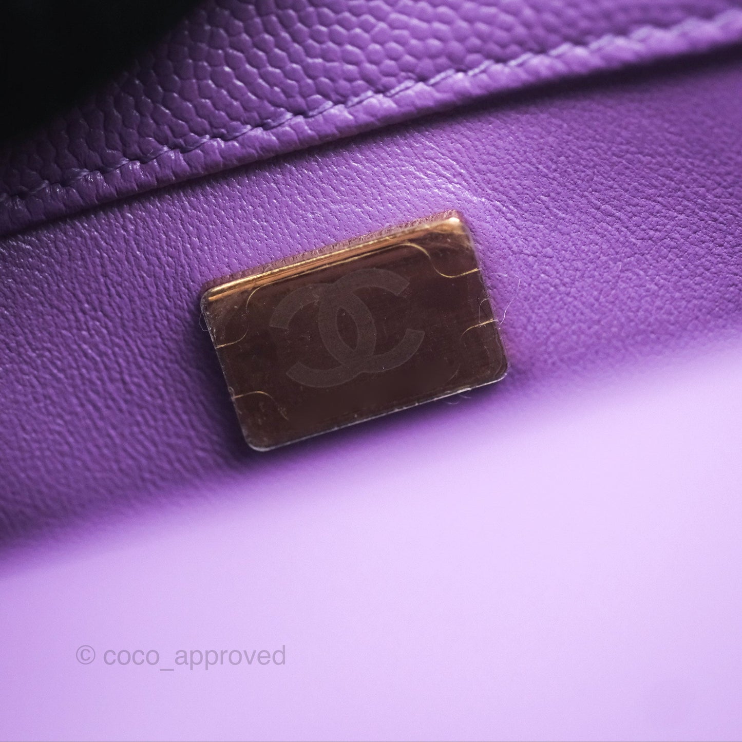 Chanel Quilted Mini Coco Handle Caviar Purple Gold Hardware