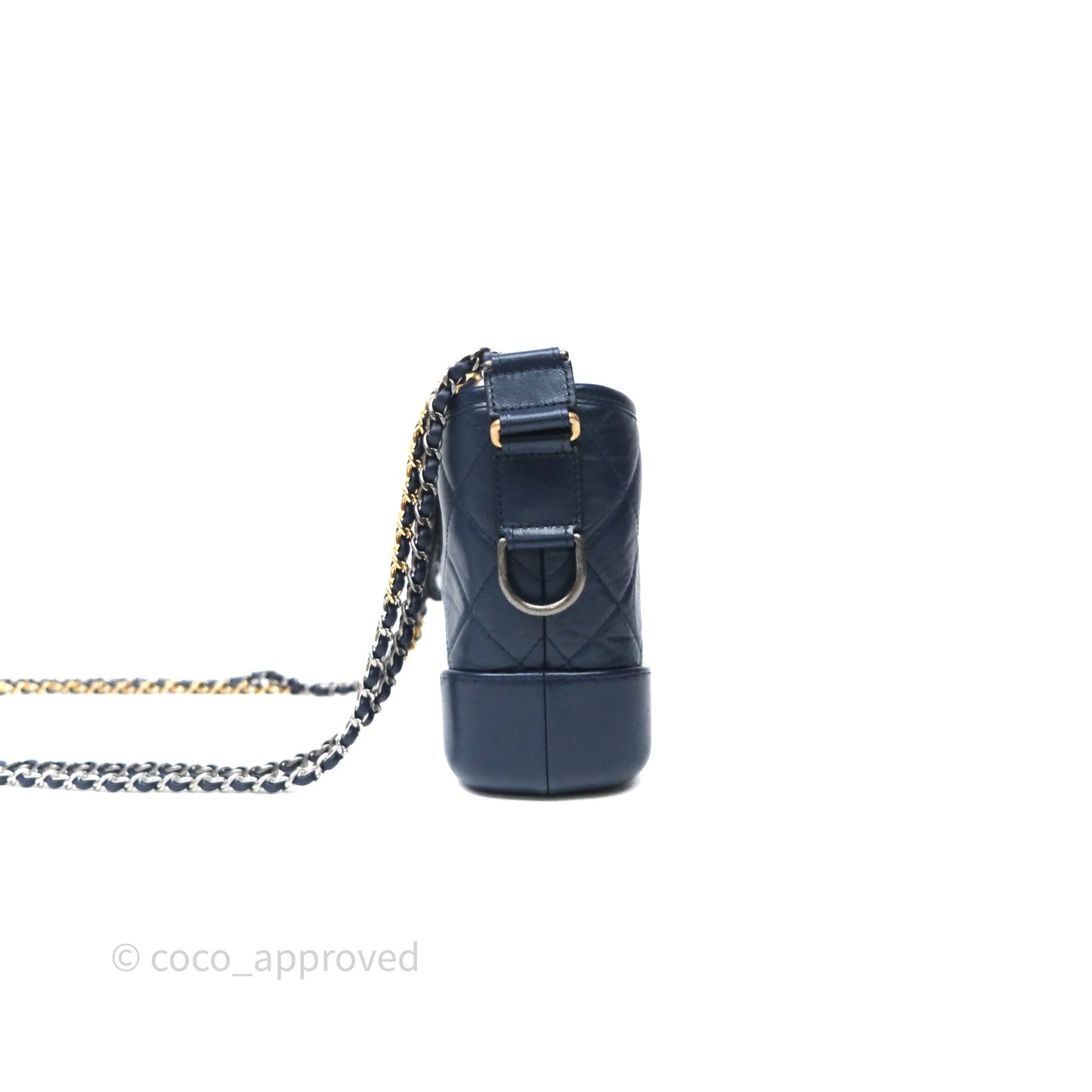 Chanel Quilted Small Gabrielle Hobo Navy Aged Calfskin Mixed Hardware