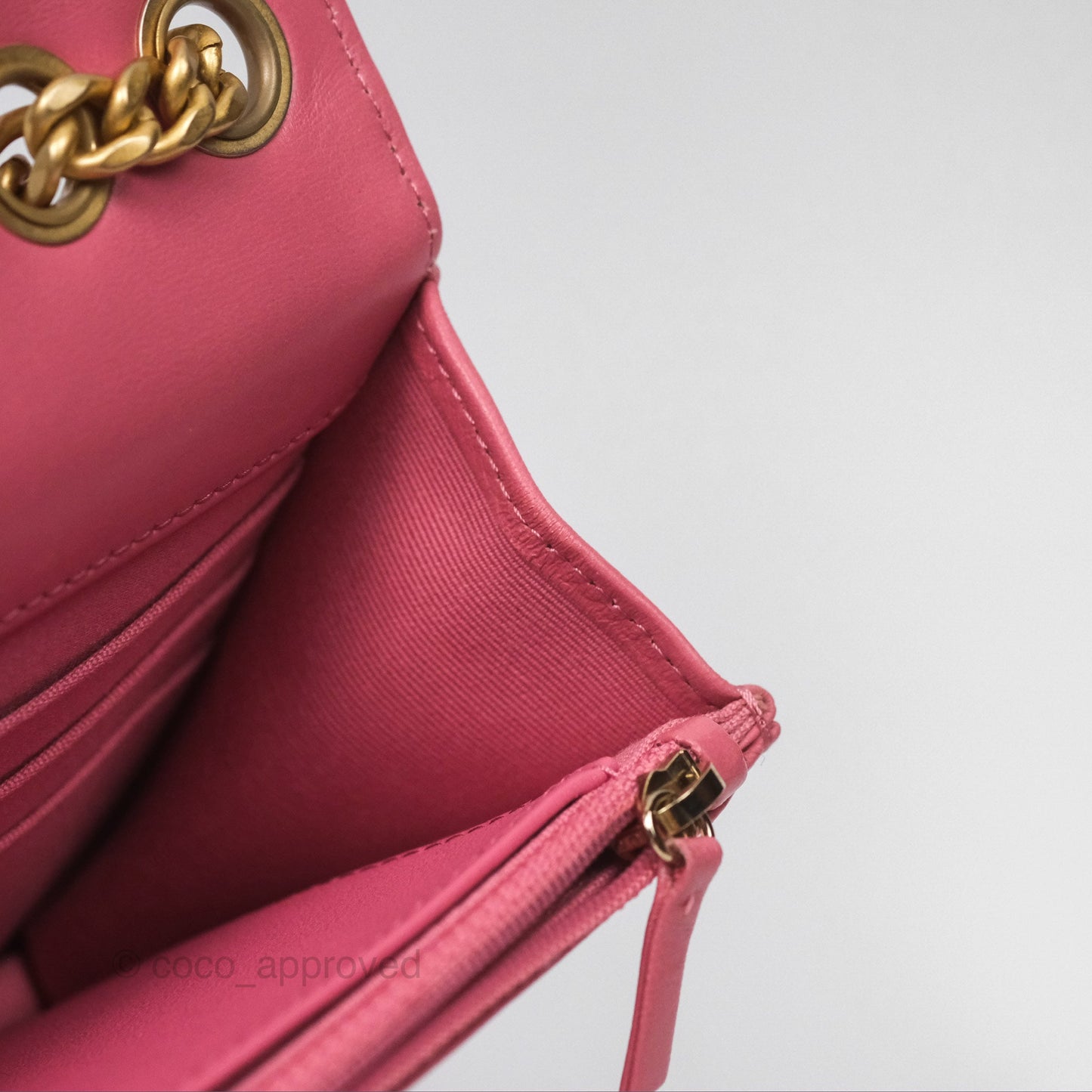 Chanel All Slide Wallet on Chain WOC Adjustable Chain Quilted Pink Lambskin