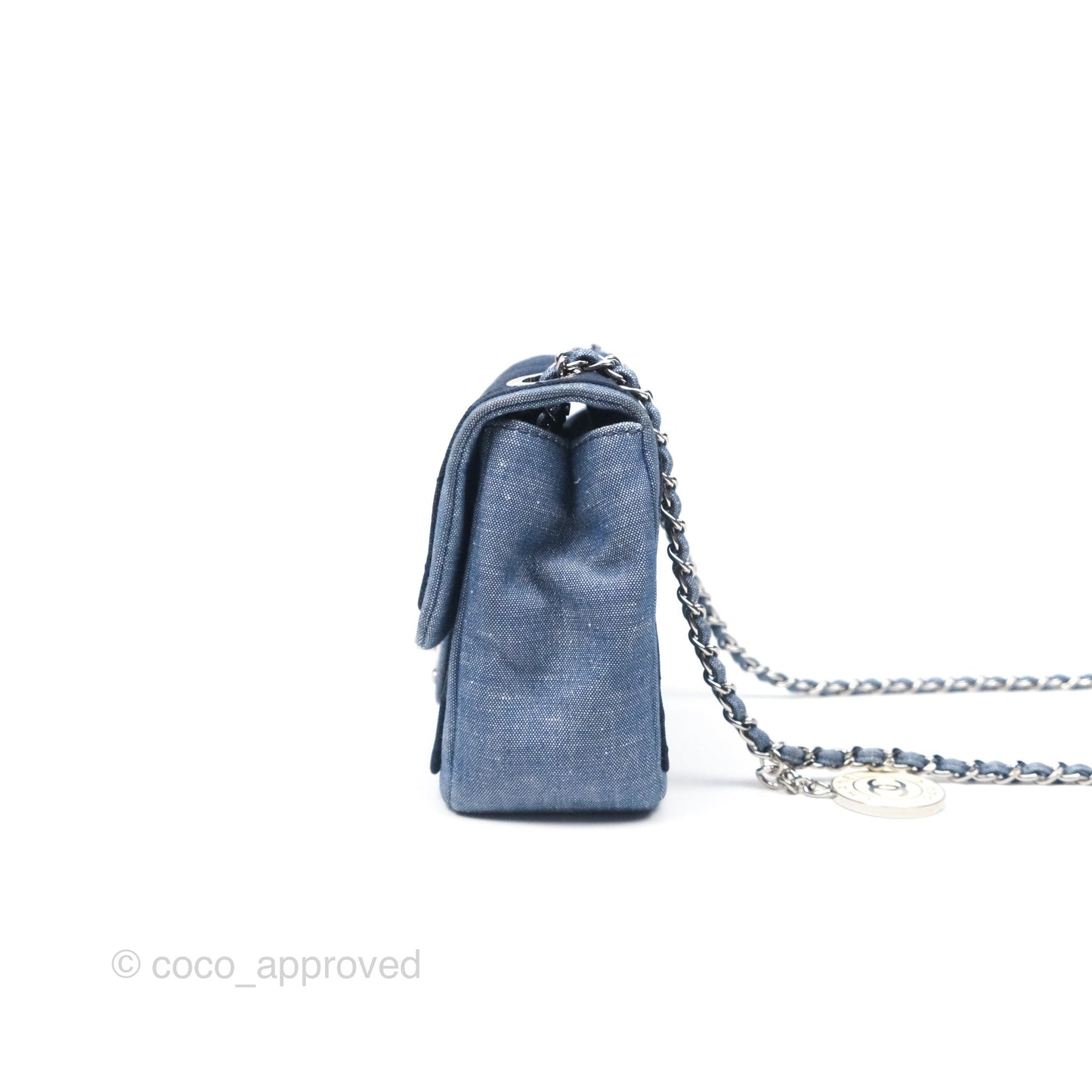 Chanel Quilted Mini Medallion Graphic Denim Blue Silver Hardware