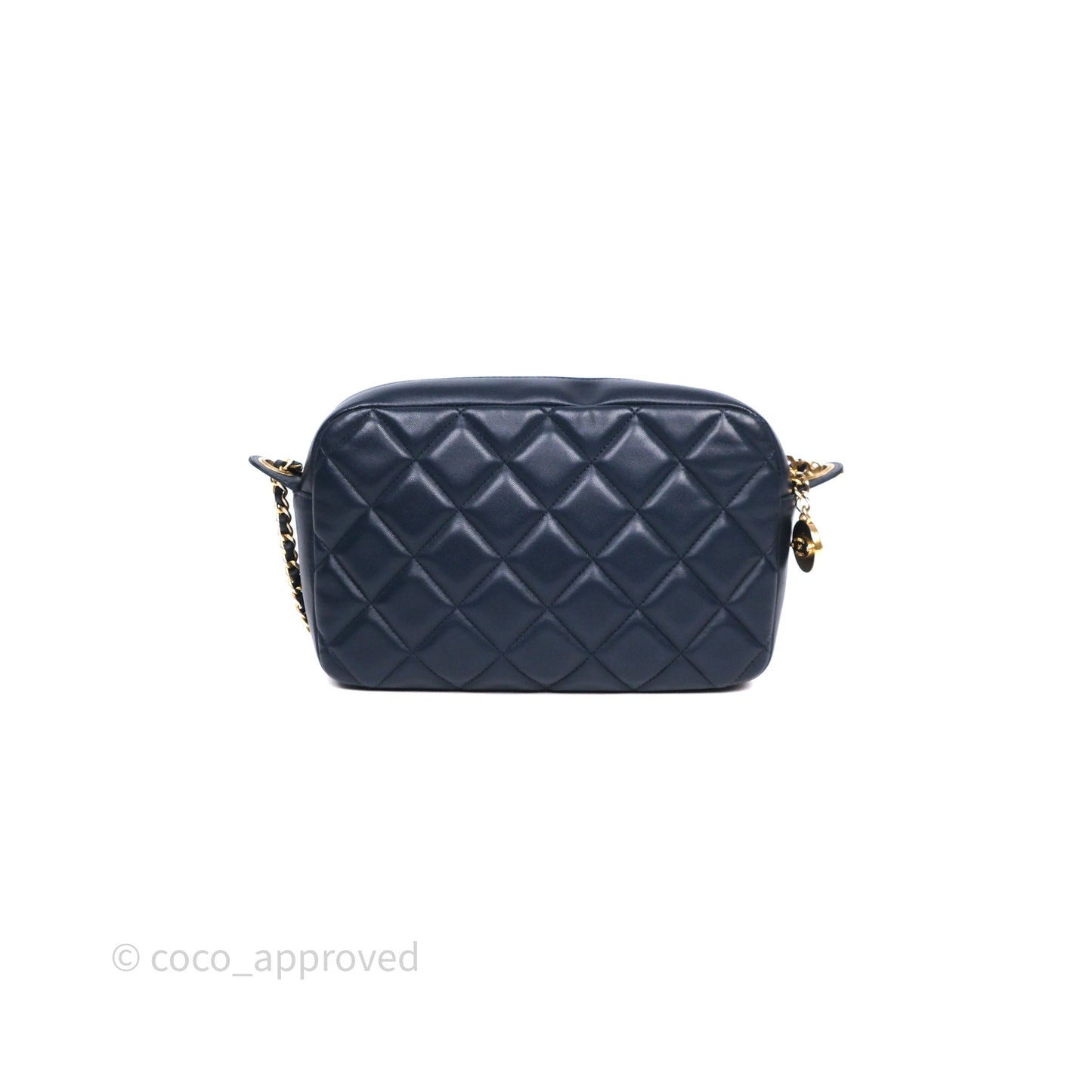 Chanel CC Camera Bag Quilted Navy Lambskin Aged Gold Hardware