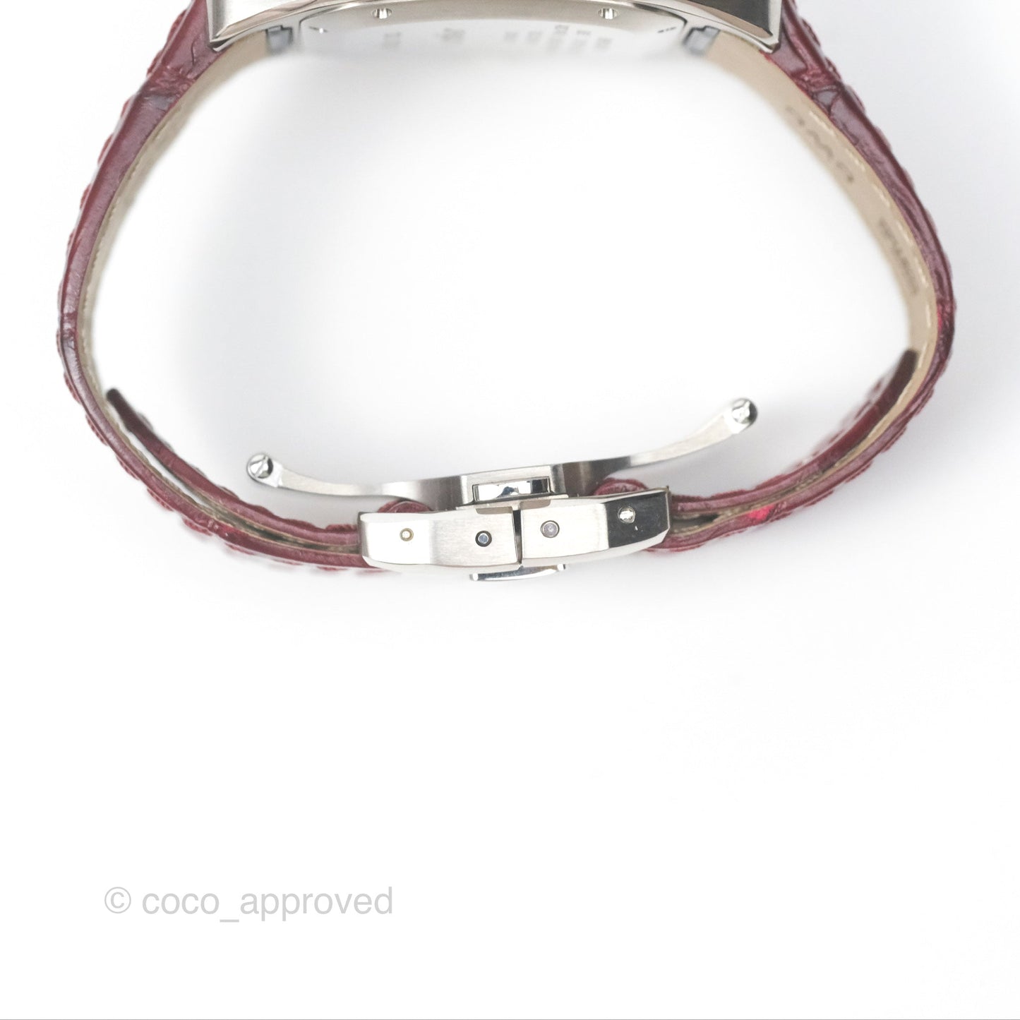 Cartier Santos-Dumont Automatic Steel Watch Burgundy Alligator-skin Strap