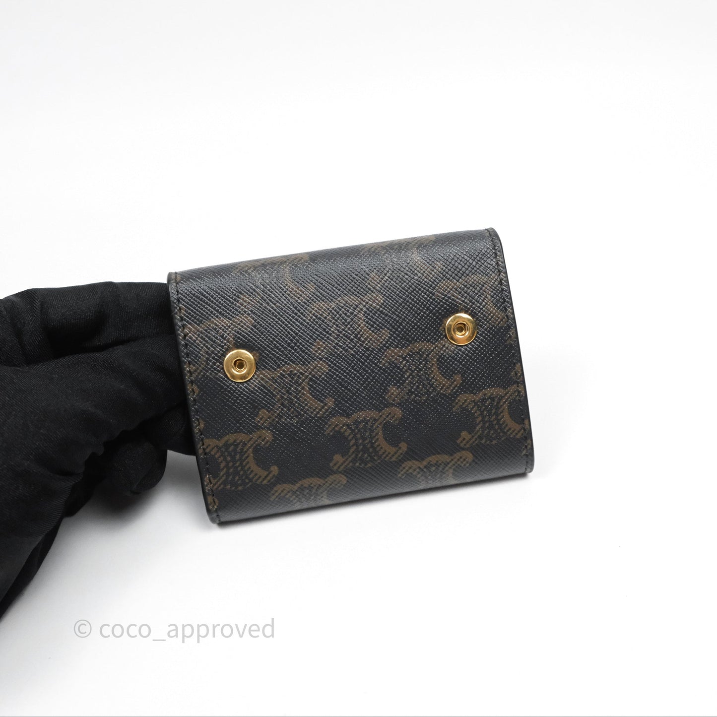 Celine Compact Wallet with Coin Triomphe Canvas Tan Lambskin