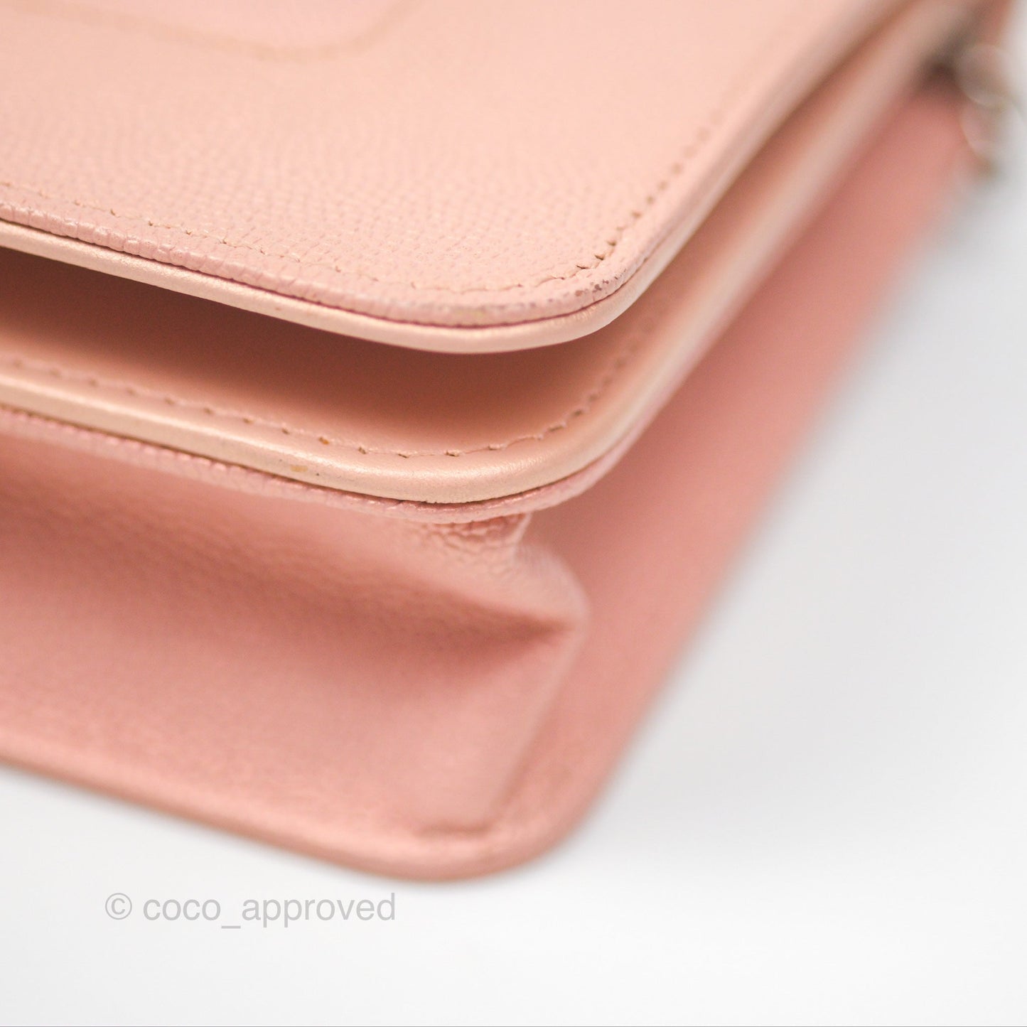 Chanel Mademoiselle Wallet On Chain WOC Chevron Iridescent Pink Caviar Silver Hardware