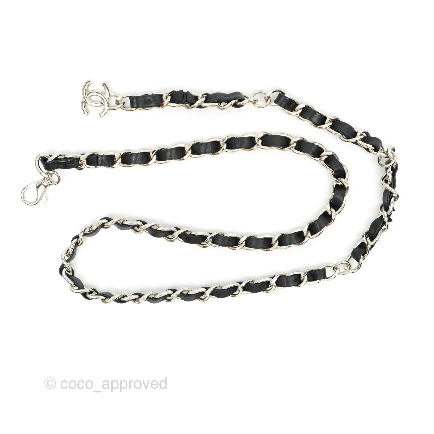 Chanel Mini Card Holder Chain Belt Bag Black Lambskin Silver Hardware 21B