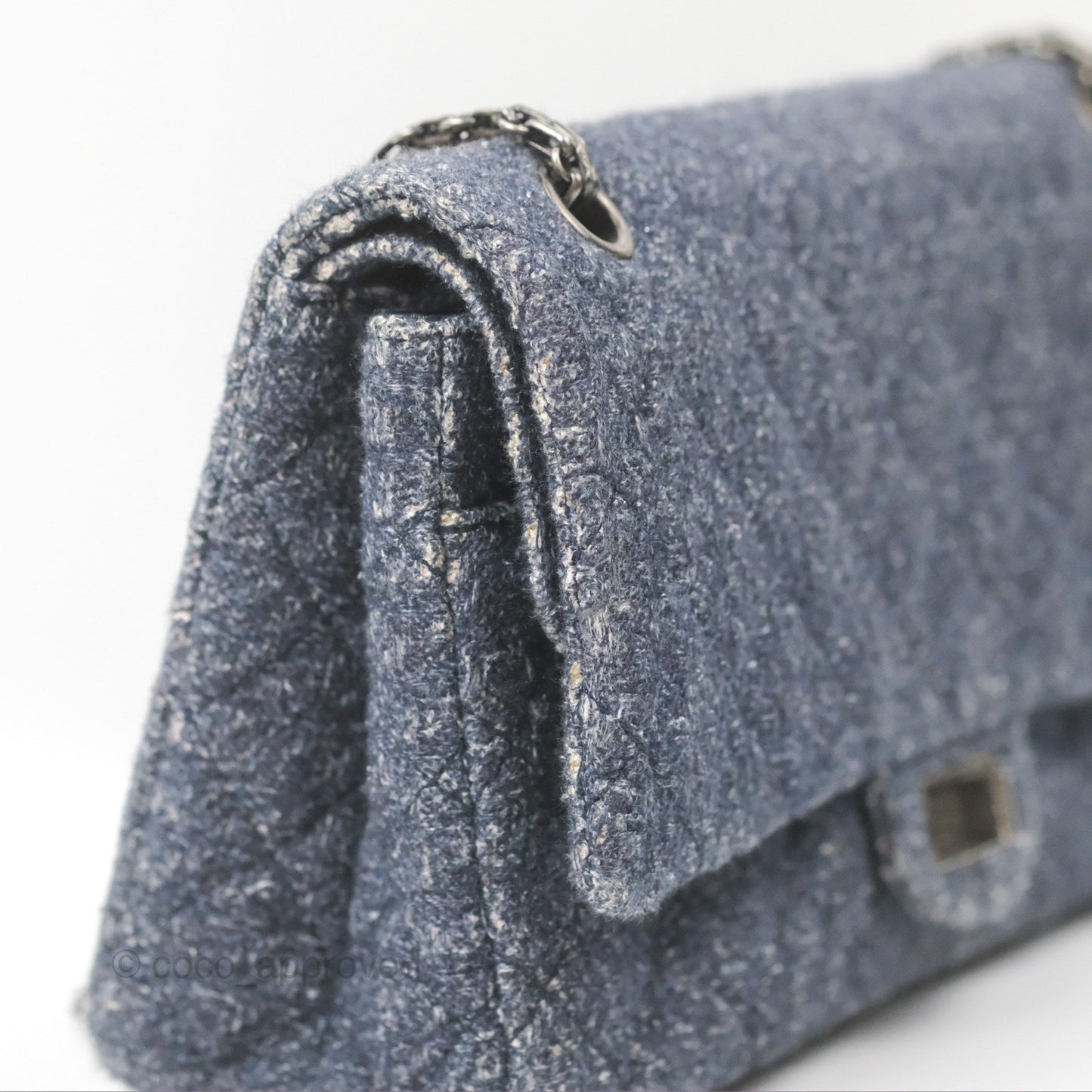 Chanel Reissue 226 Quilted Navy Tweed Ruthenium Hardware