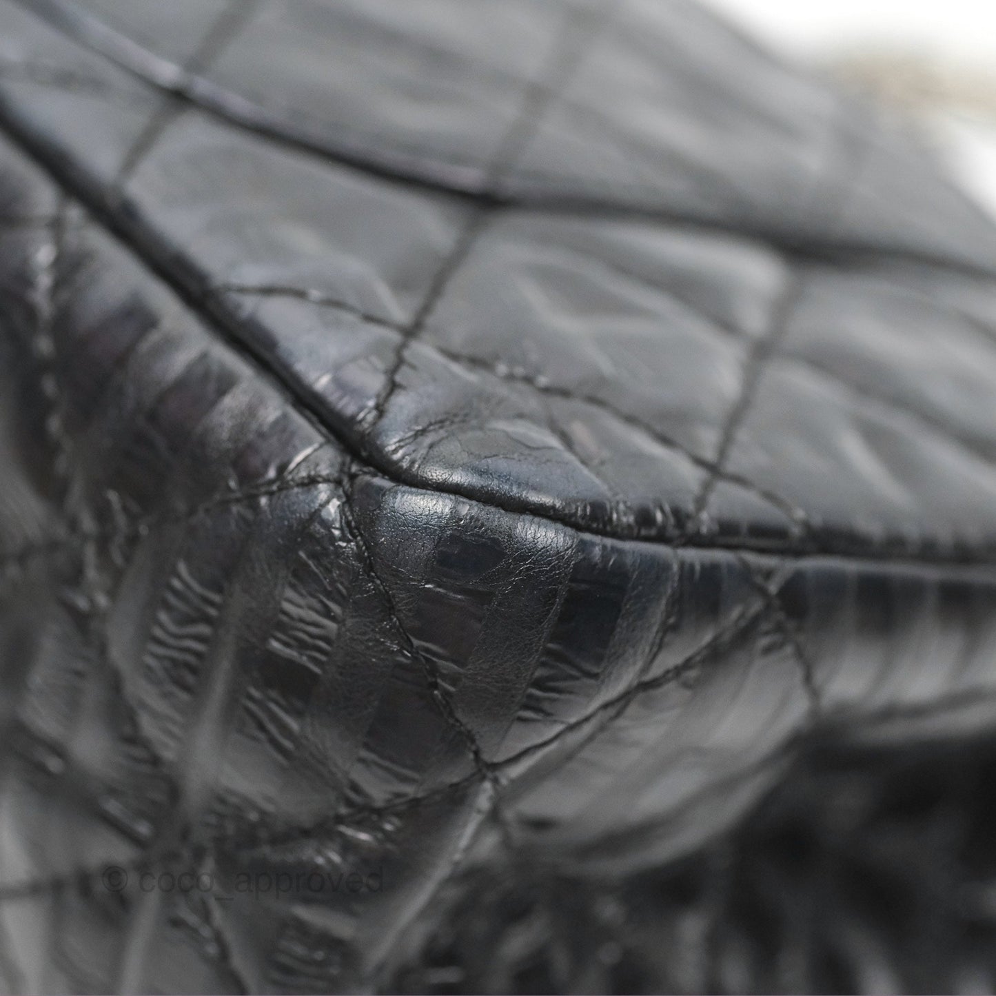 Chanel Reissue 227 Flap Quilted Calfskin Black Striped Dark Silver Hardware