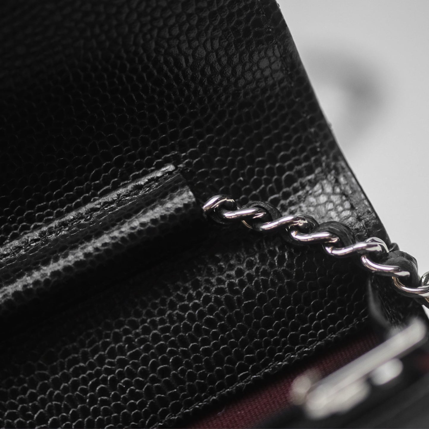 Chanel Quilted Classic Wallet on Chain WOC Black Caviar Silver Hardware