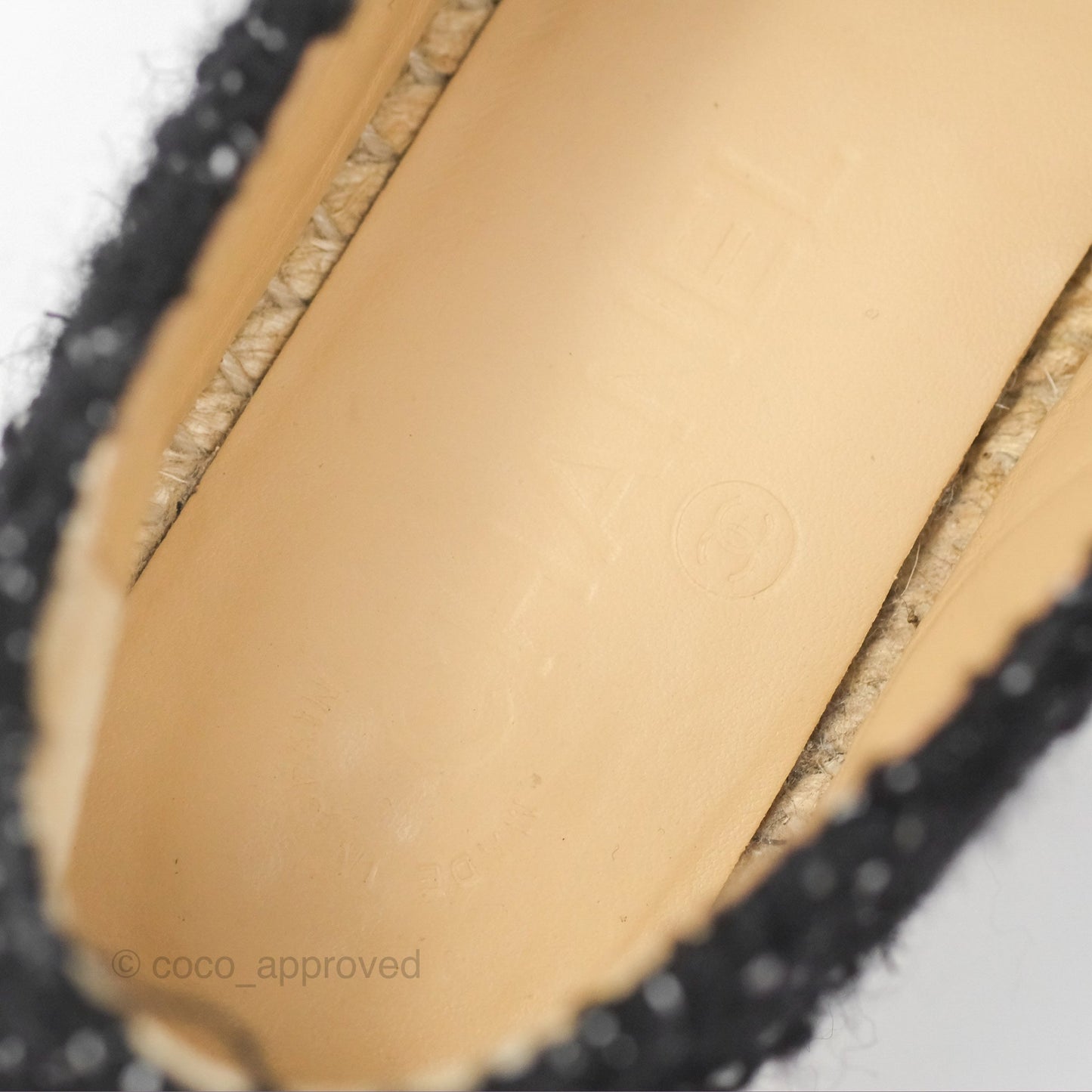 Chanel Espadrille Black Silver Tweed Size 37