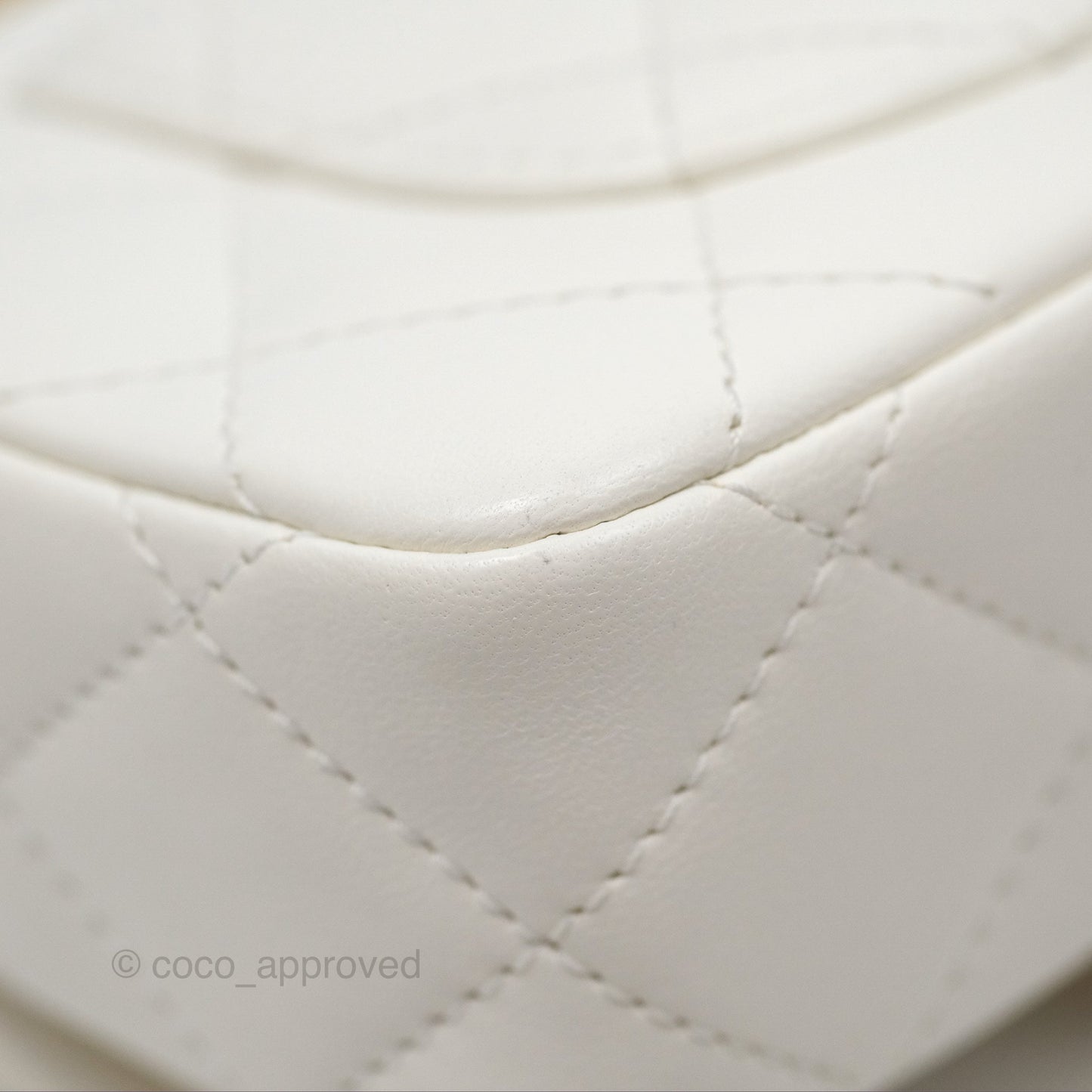 Chanel Top Handle Mini Flap Ivory White Lambskin Gold Hardware