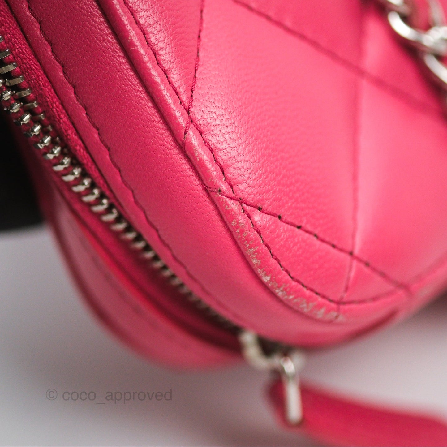 Chanel Quilted Phone Holder Pink Lambskin Silver Hardware