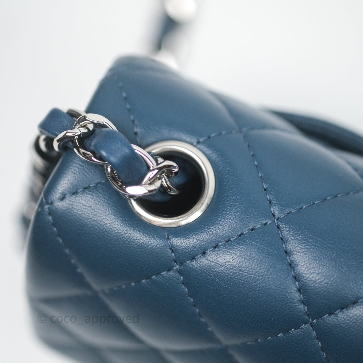 Chanel Mini Rectangular Quilted Navy Lambskin Silver Hardware