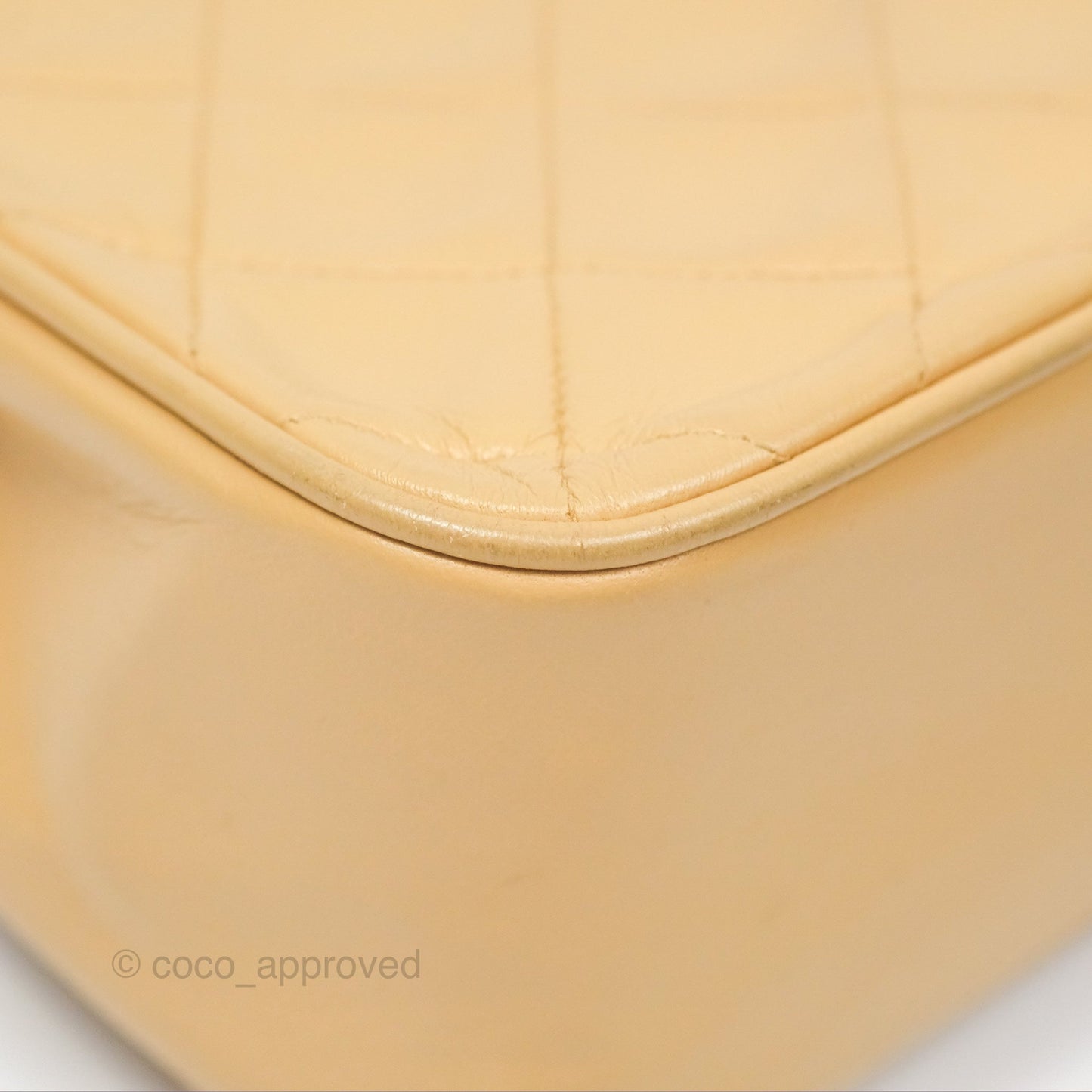 Chanel Vintage Round Flap Bag Quilted Beige Lambskin Gold Hardware