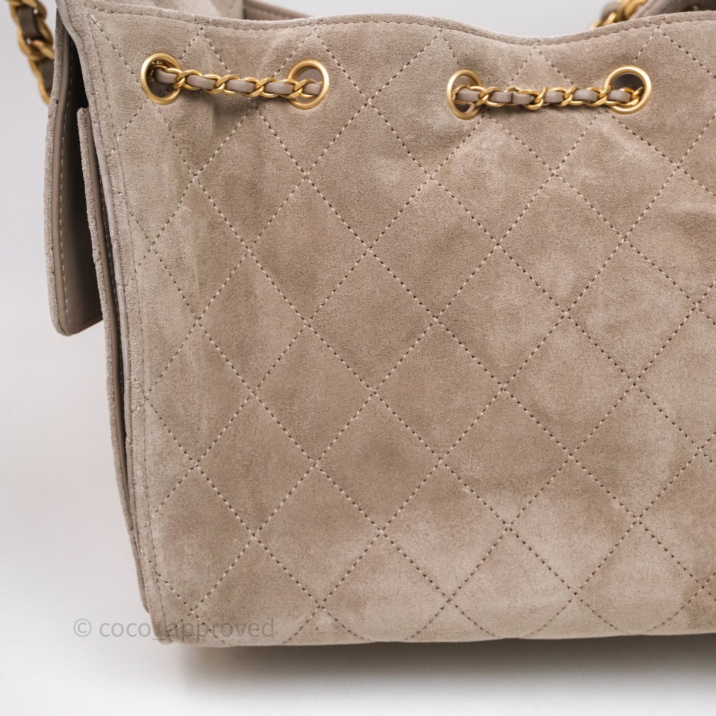 Chanel 25 Small Suede Calfskin Aged Gold Hardware