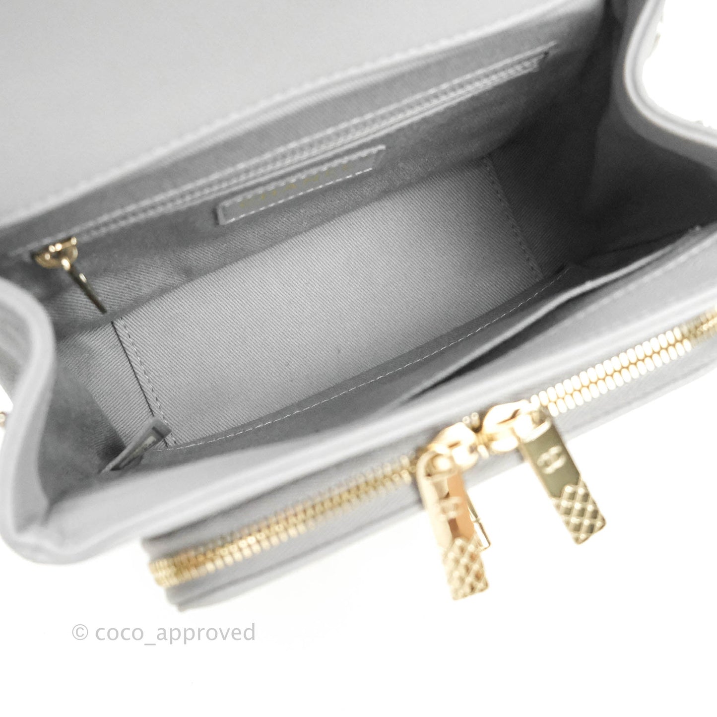 Chanel Quilted Small Business Affinity Flap Grey Caviar Gold Hardware
