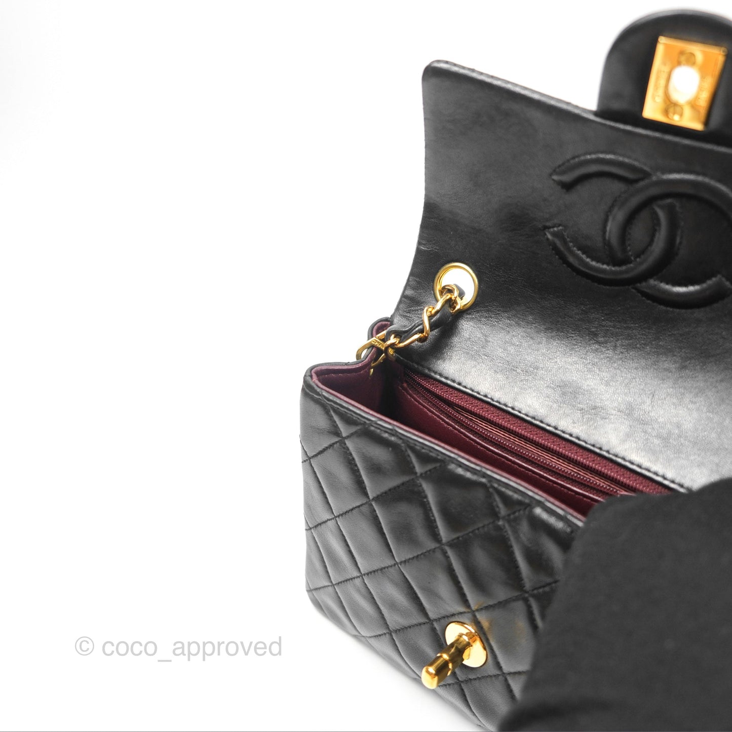Chanel Vintage Mini Square Black Lambskin 24K Gold Hardware