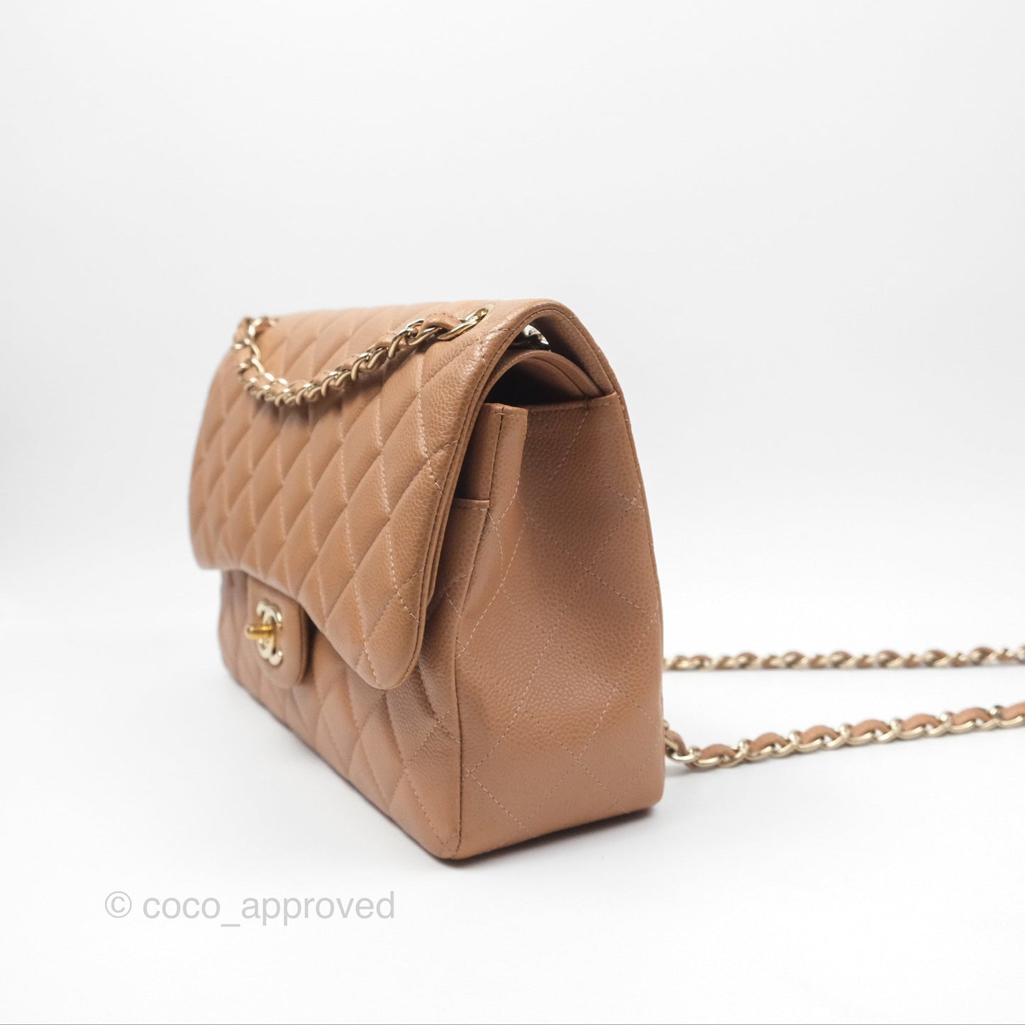 Chanel Classic Jumbo Double Flap Dark Beige Caviar Gold Hardware⁣⁣ 18S