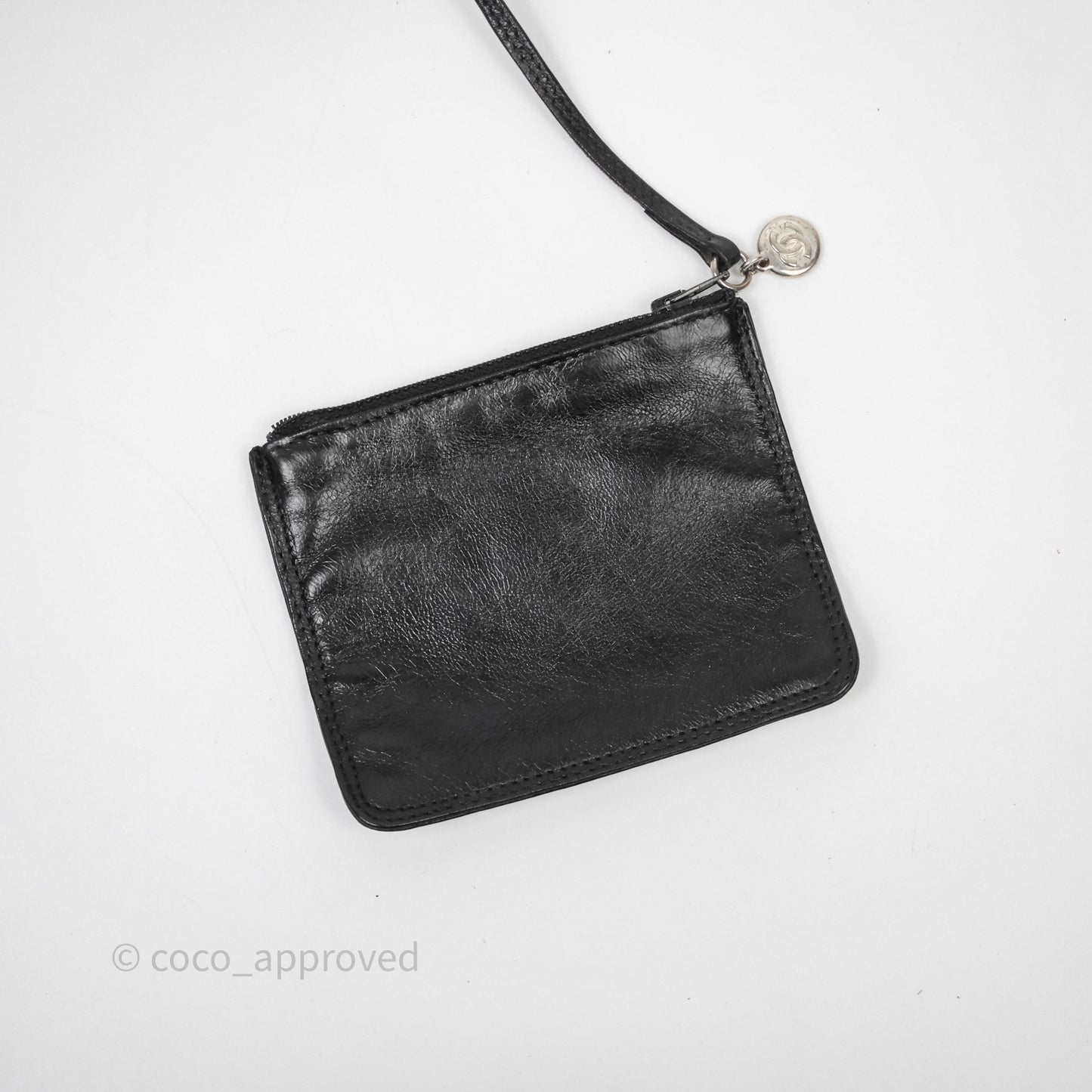 Chanel Vintage CC Drawstring Bag Black Calfskin Silver Hardware