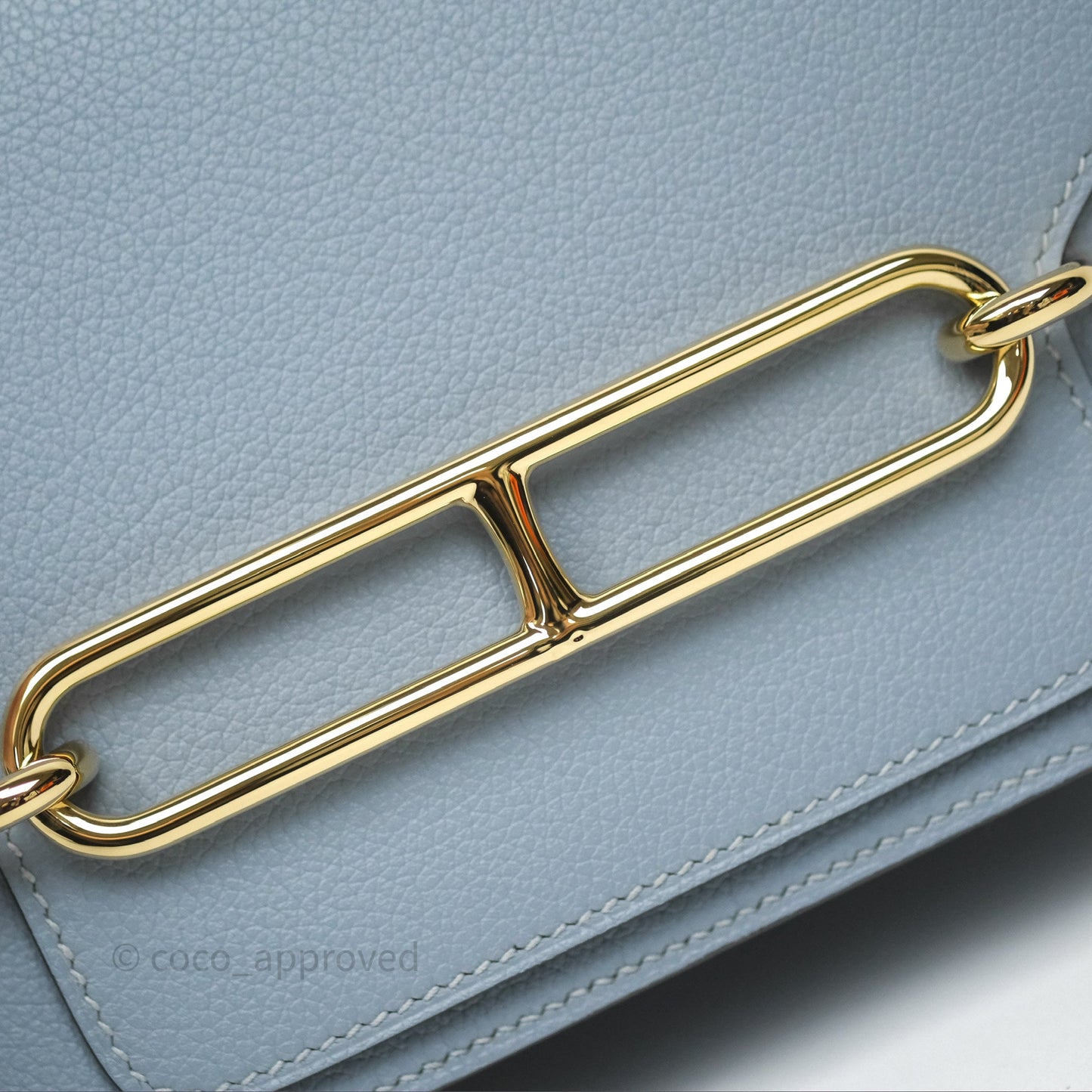Hermès Roulis Mini 18 Bleu Lin J7 Evercolour Gold Hardware
