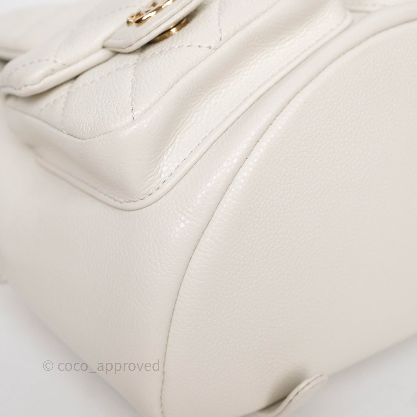 Chanel Duma Backpack Medium White Caviar Gold Hardware