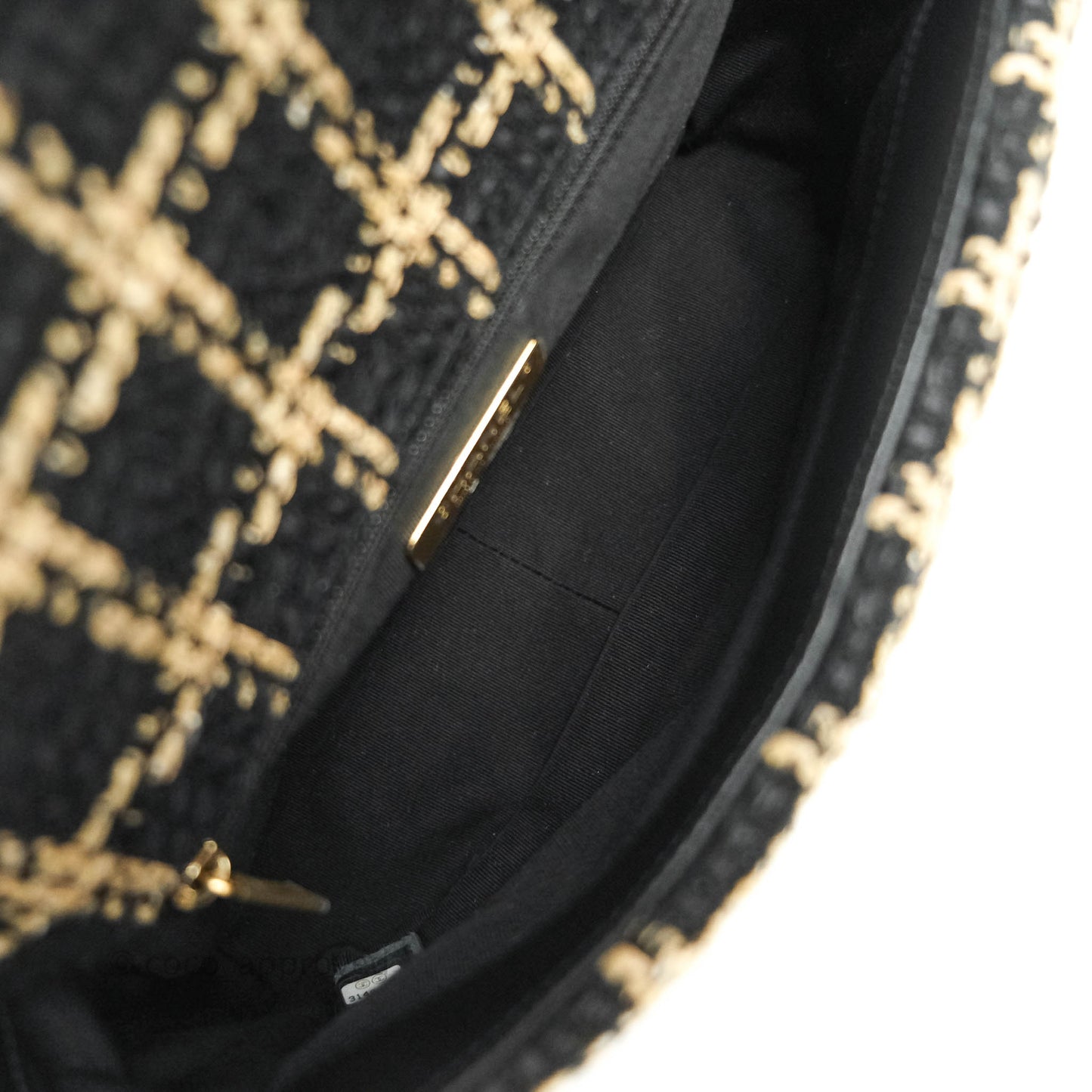 Chanel 19 Small Tweed Black and Gold Mixed Hardware