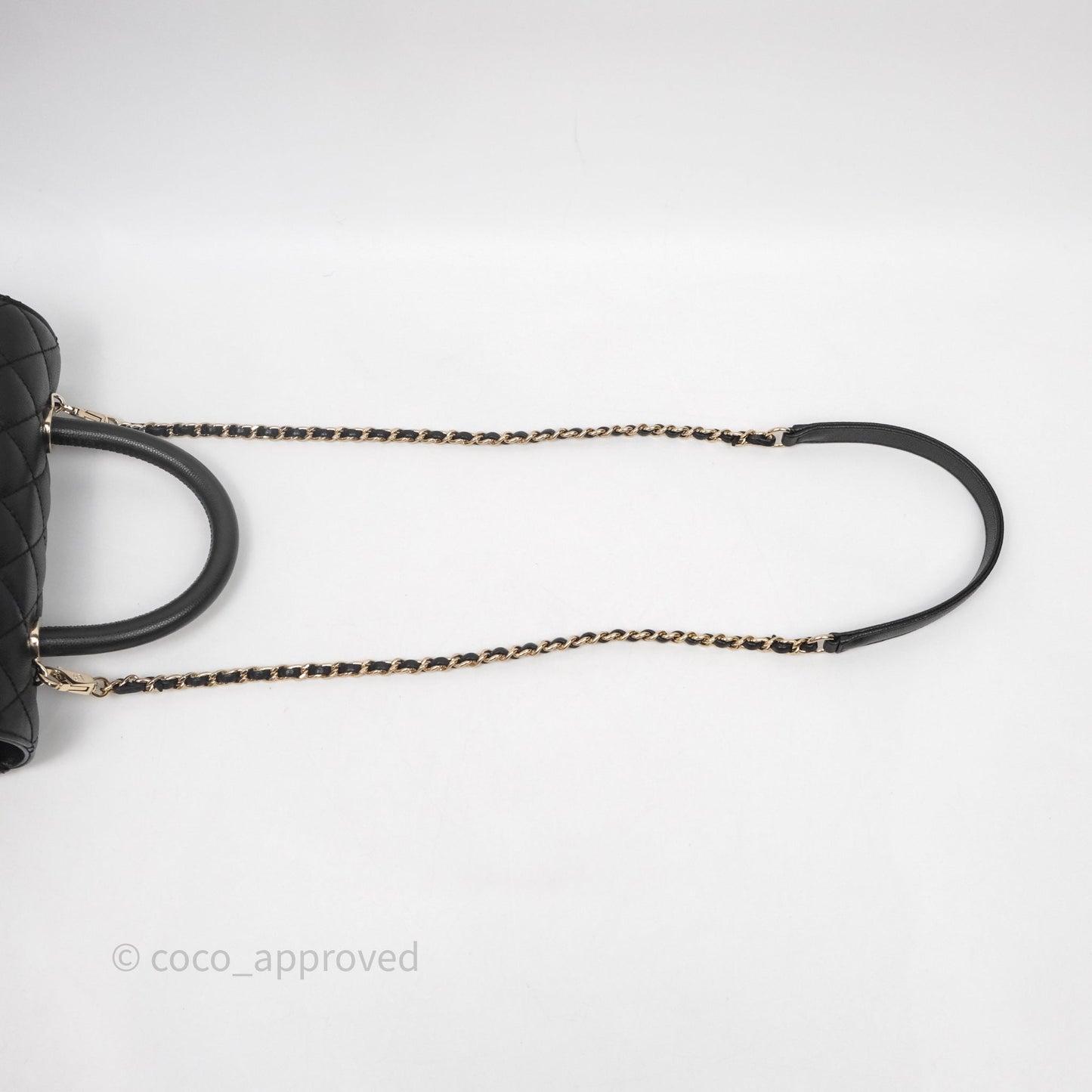 Chanel Small Quilted Coco Handle Black Caviar Gold Hardware