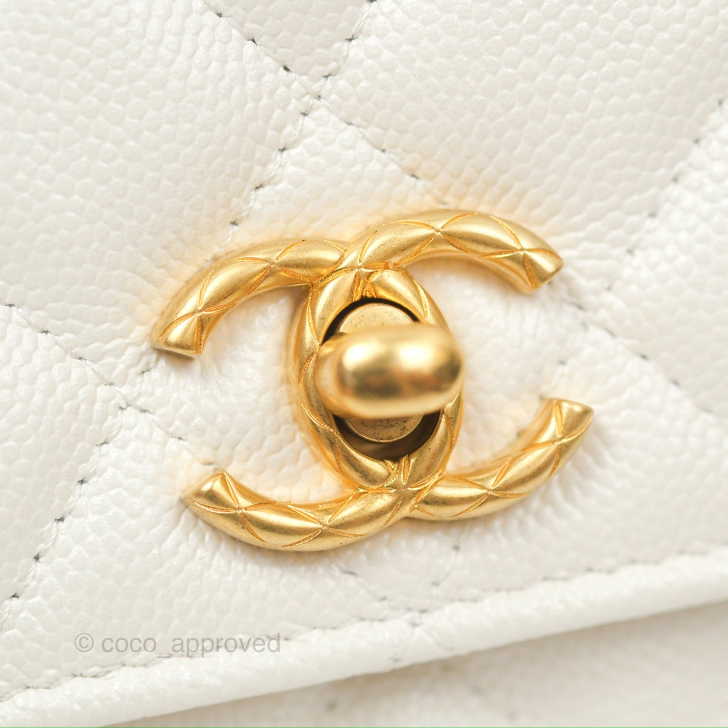 Chanel Wallet On Chain WOC Adjustable CC Chain Iridescent White Caviar Aged Gold Hardware