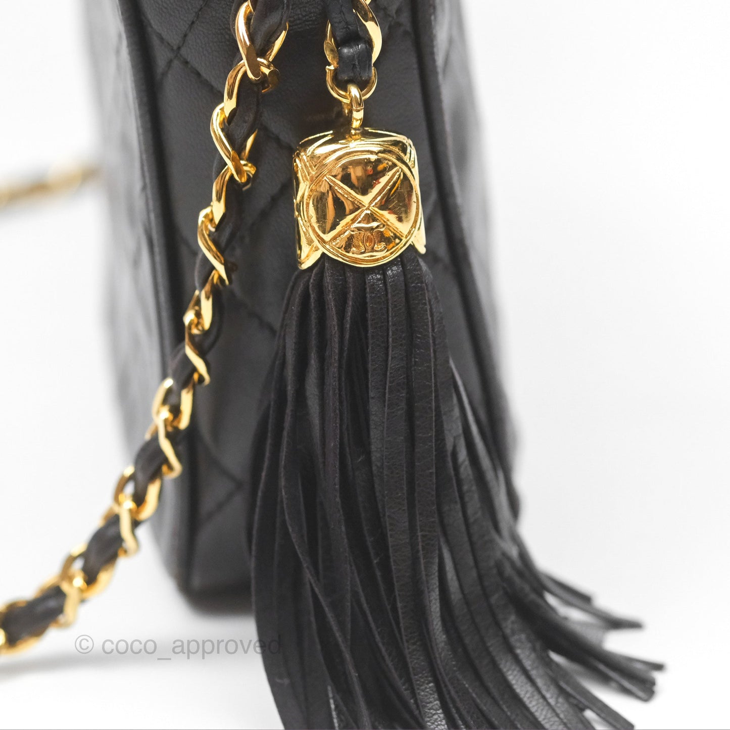 Chanel Vintage Small Camera Bag Black Lambskin Gold Hardware