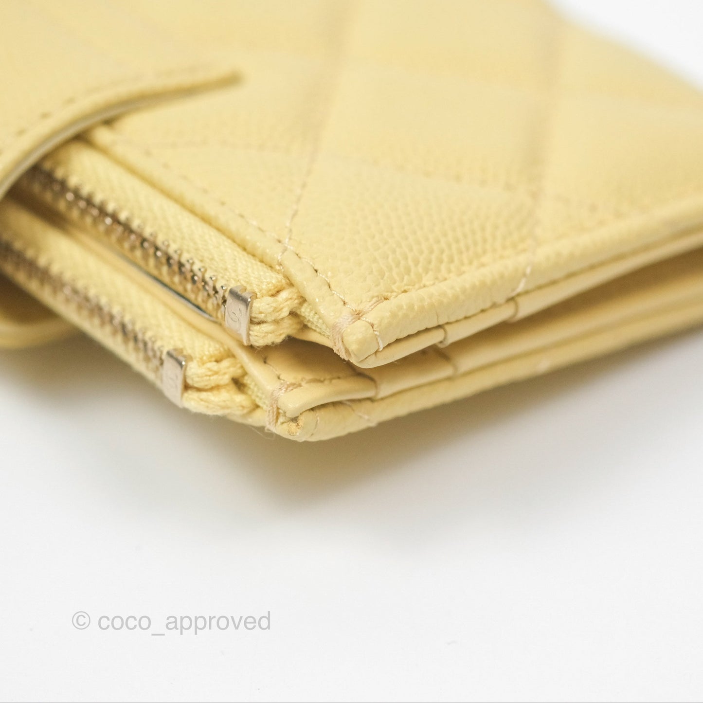 Chanel Classic Double Zip Card Case Yellow Caviar Gold Hardware