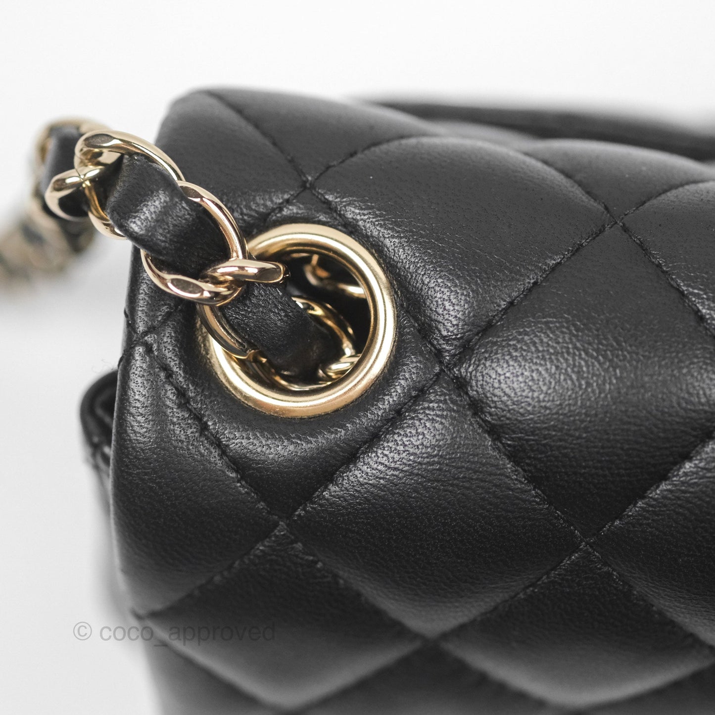 Chanel Quilted Mini Square Flap Black Lambskin Gold Hardware