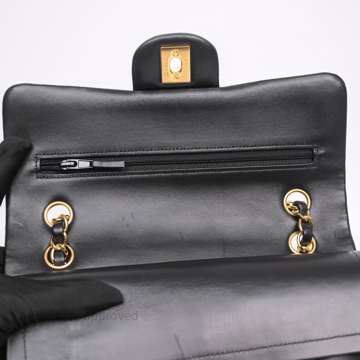 Chanel Small Classic Flap Quilted Black Lambskin Gold Hardware