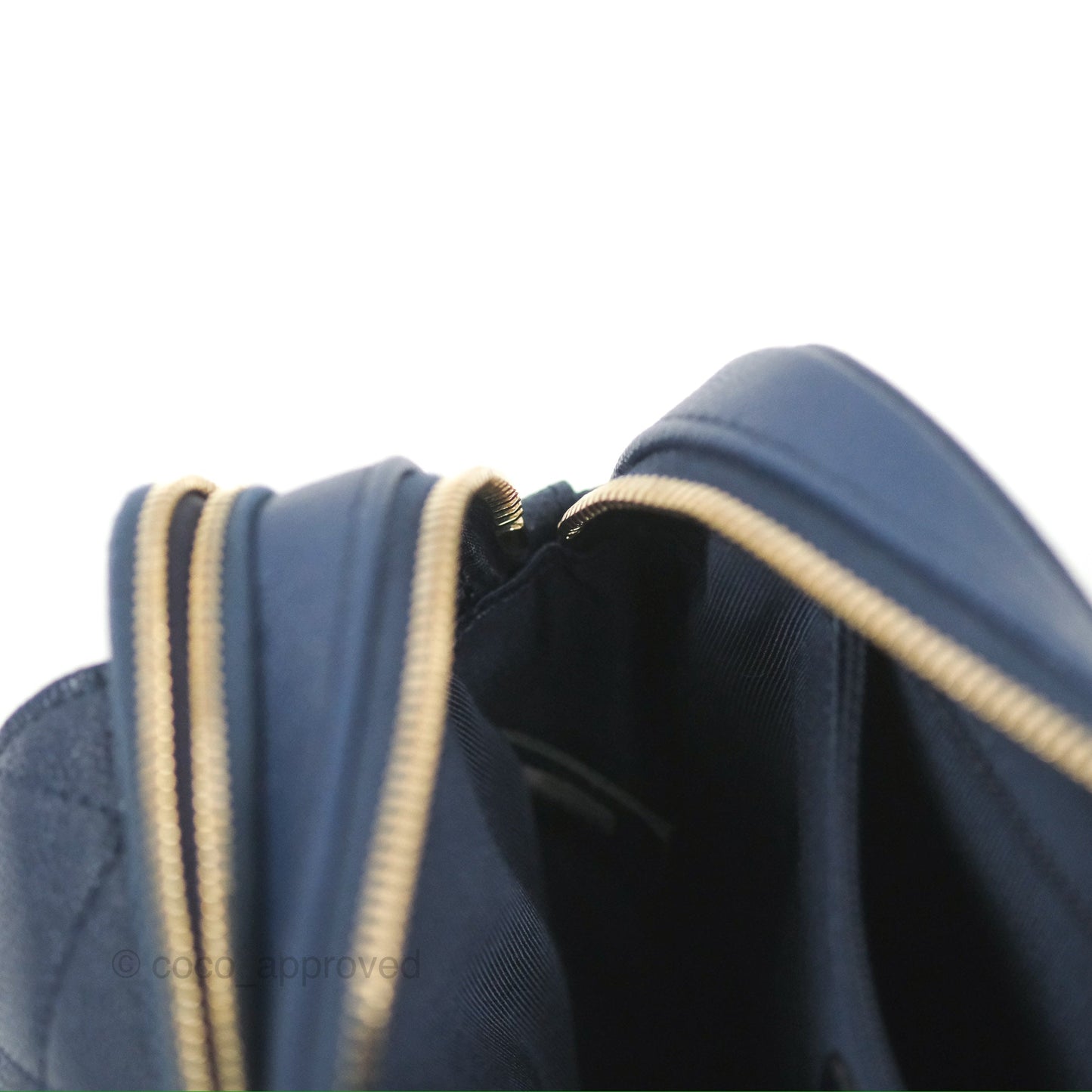 Chanel Quilted Caviar Waist Bag Navy Gold Hardware With Detachable Pouch