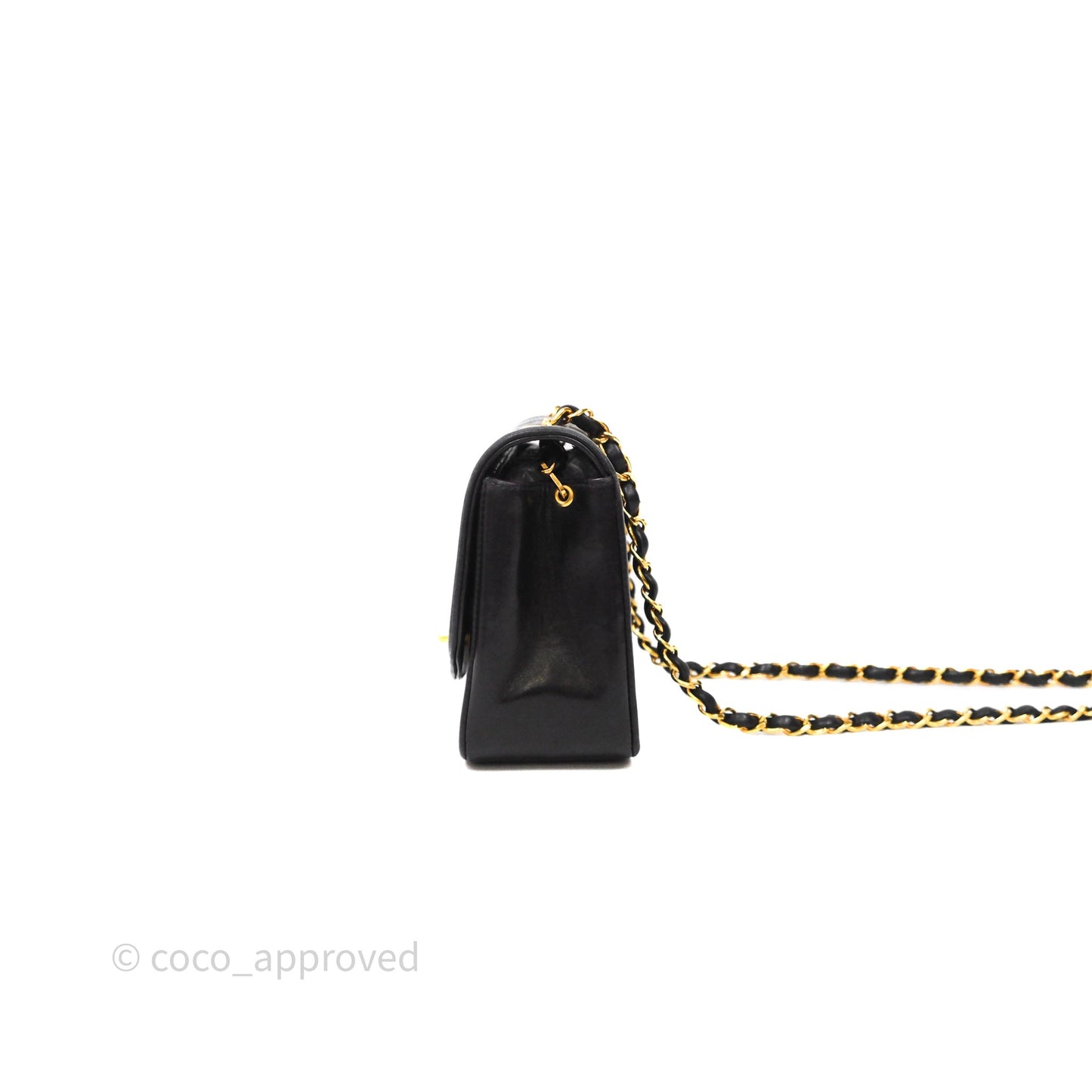 Chanel Vintage Small Quilted Classic Diana Flap Bag Black Lambskin 24K Gold Hardware