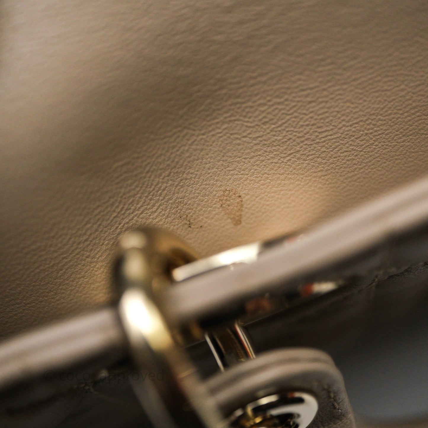 Christian Dior Small Lady D-Joy Powder Beige Cannage Lambskin Gold Hardware
