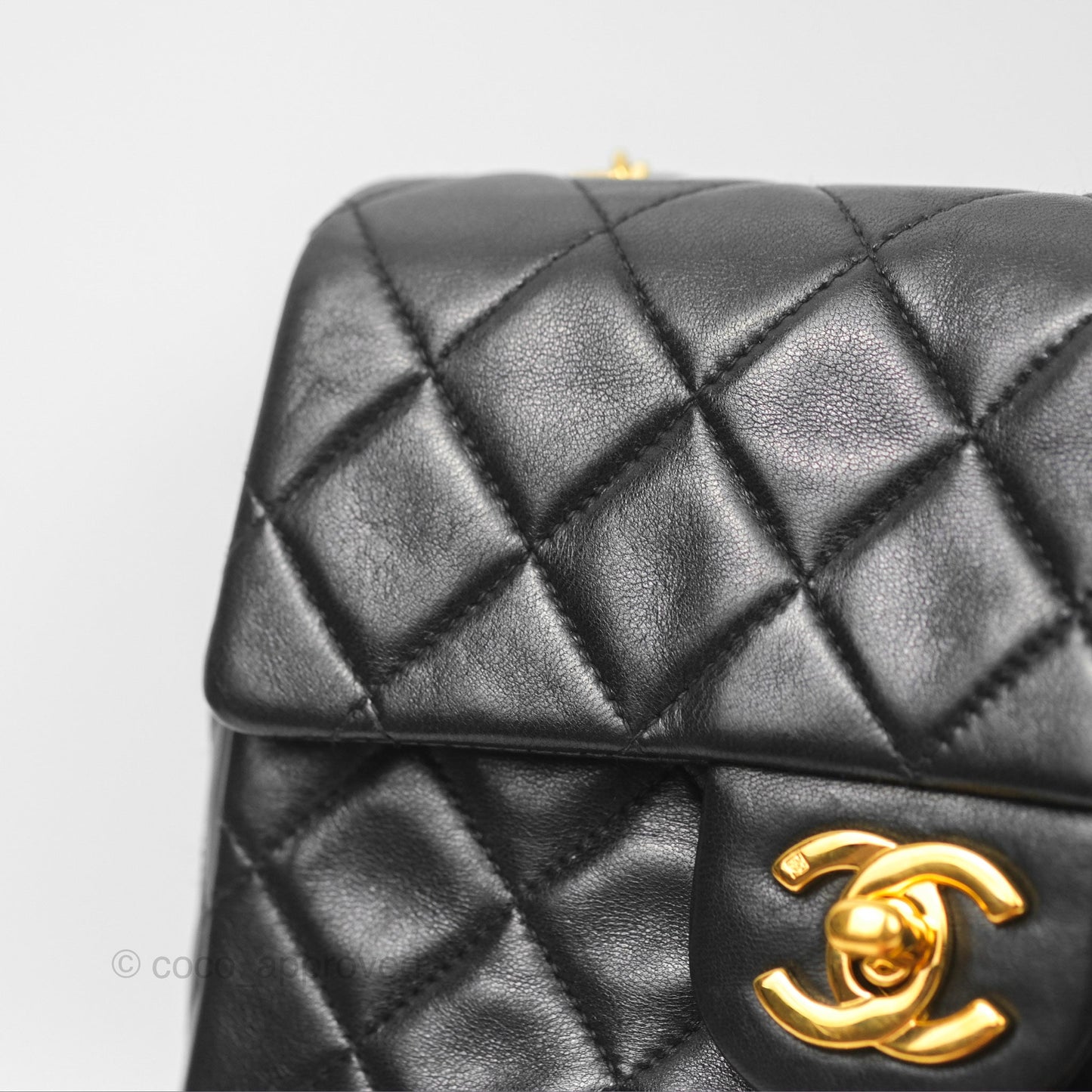 Chanel Vintage Mini Square Black Lambskin 24K Gold Hardware
