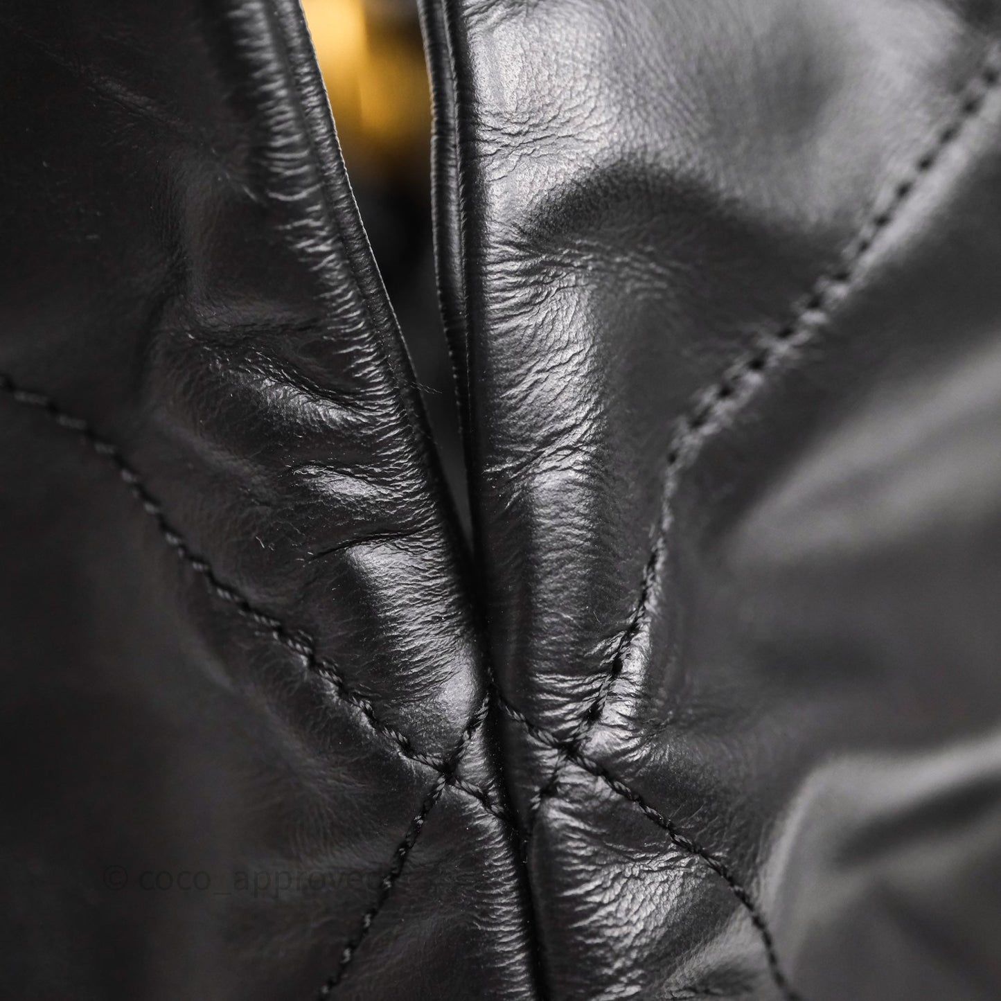 Chanel 22 Medium Black Crumpled Calfskin Aged Gold Hardware