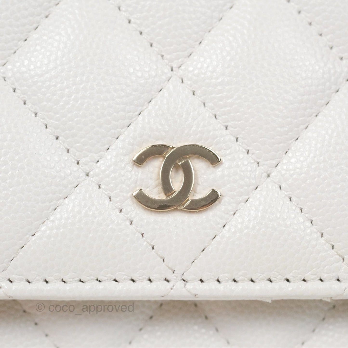 Chanel Quilted Mini Wallet on Chain WOC Ivory Caviar Gold Hardware