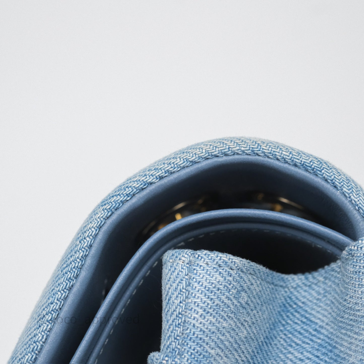 Chanel Quilted Small Double Flap Blue Printed Denim Gold Hardware